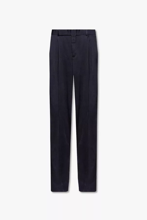 Saint Laurent Paris Casual Pants Saint Laurent Paris o1s1wg110724 Flared Pants in Crepe Satin in Navy Blue