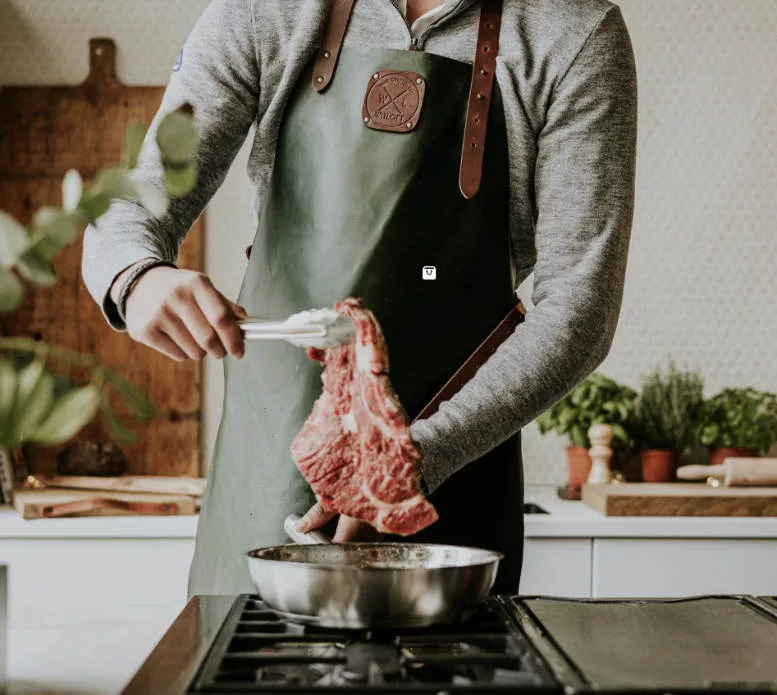 Classic Apron - Green/Cognac