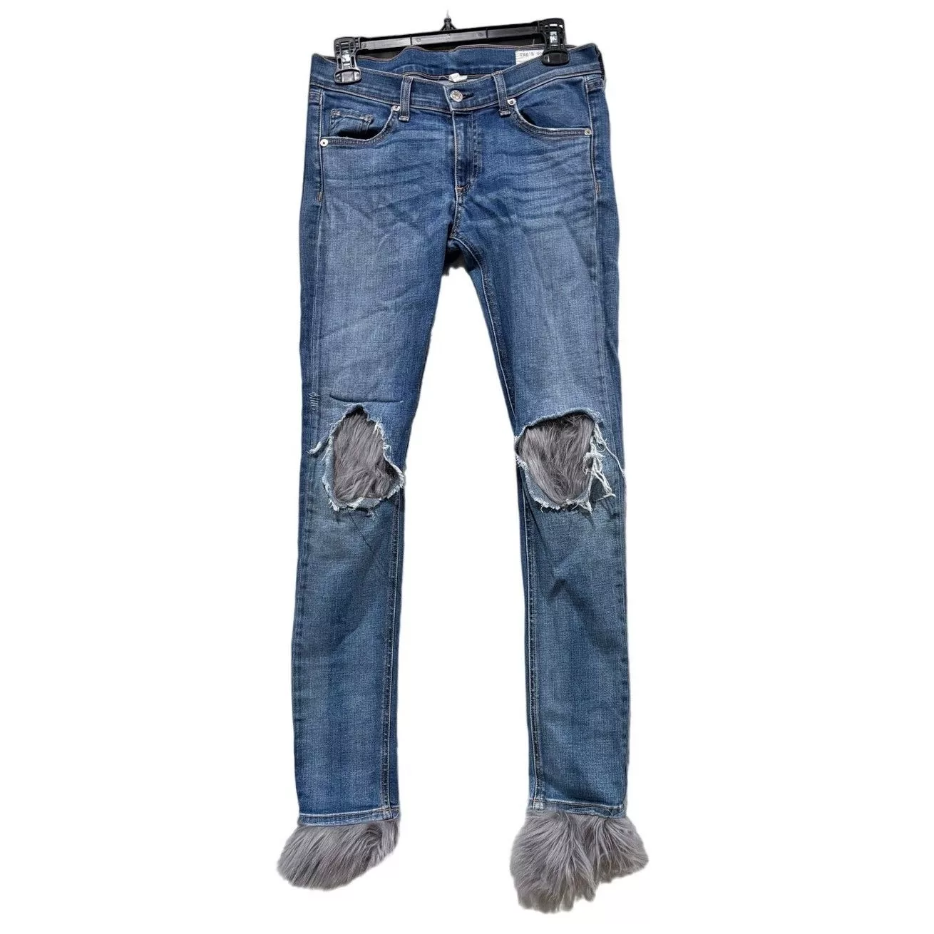 Rag & Bone Jeans RAG & BONE Skinny Fur Lined Jeans Color Carmine Sz 27 Blue