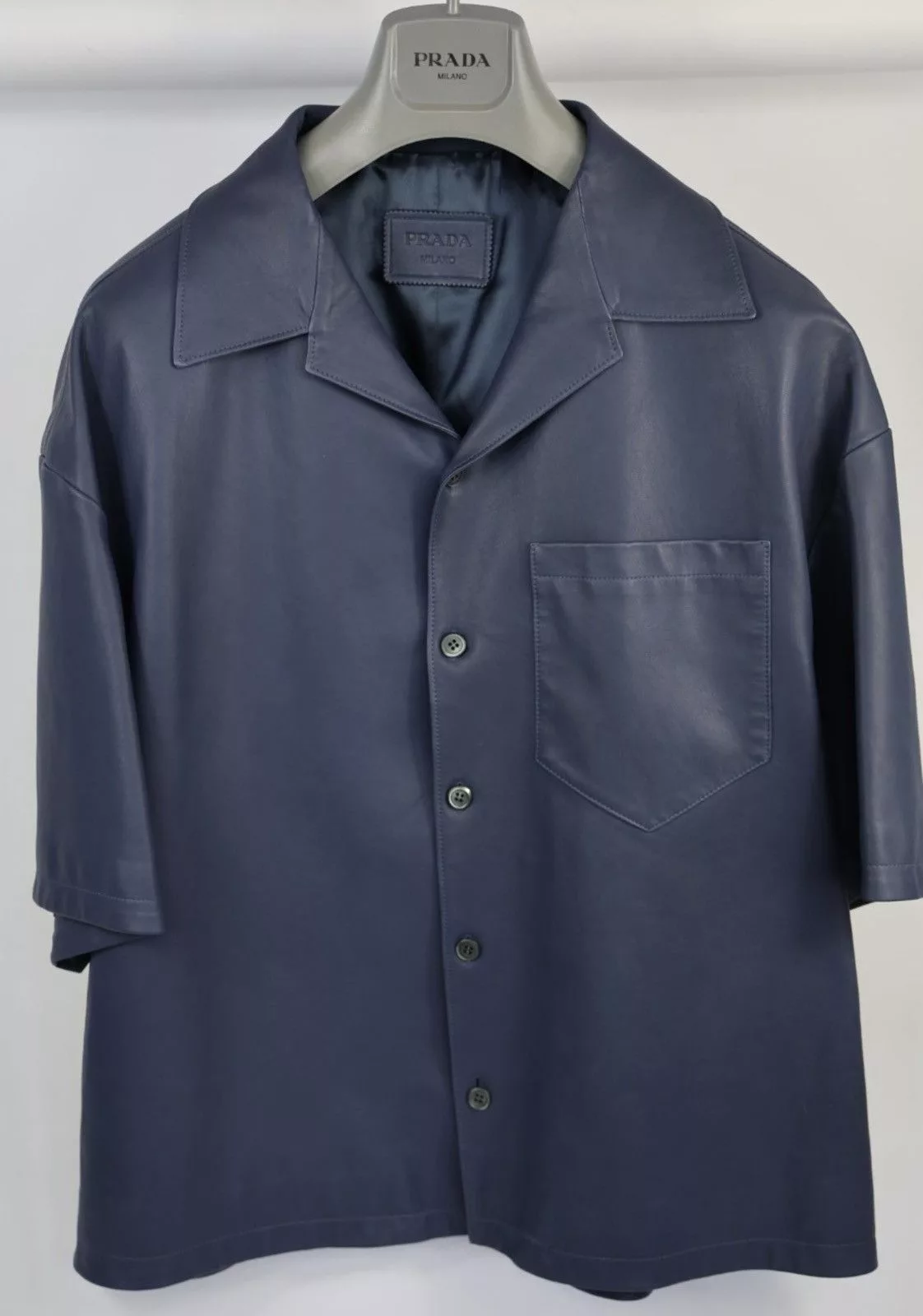 Prada Shirts Button Ups PRADA CAMICIA LEATHER SHIRT Blue
