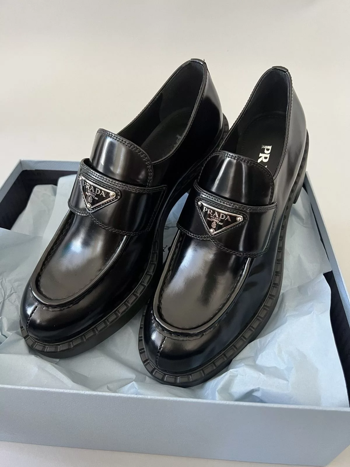 Prada Flats Prada Brushed Loafers Black