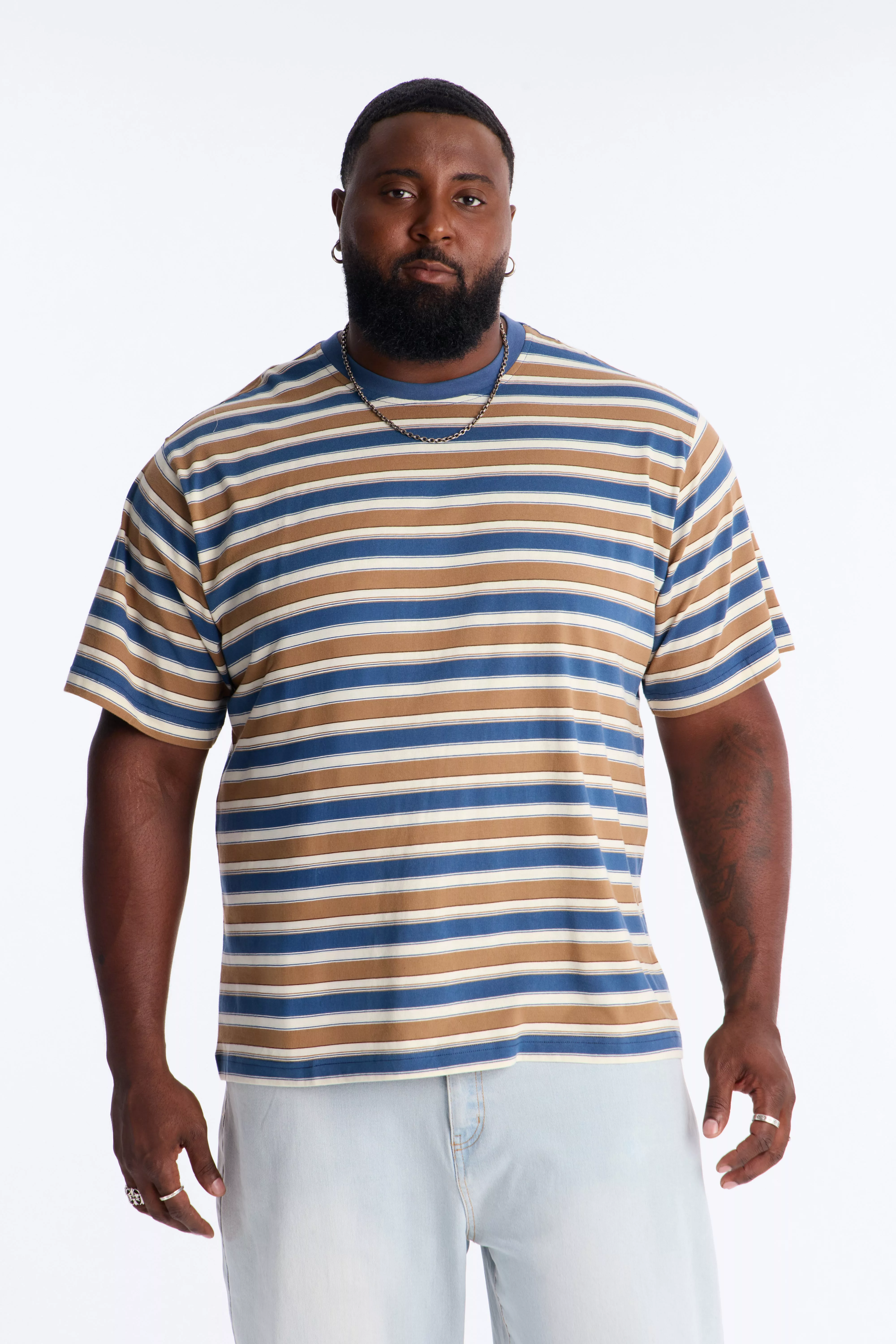 Crawford Stripe Crewneck Tee - Blue/combo