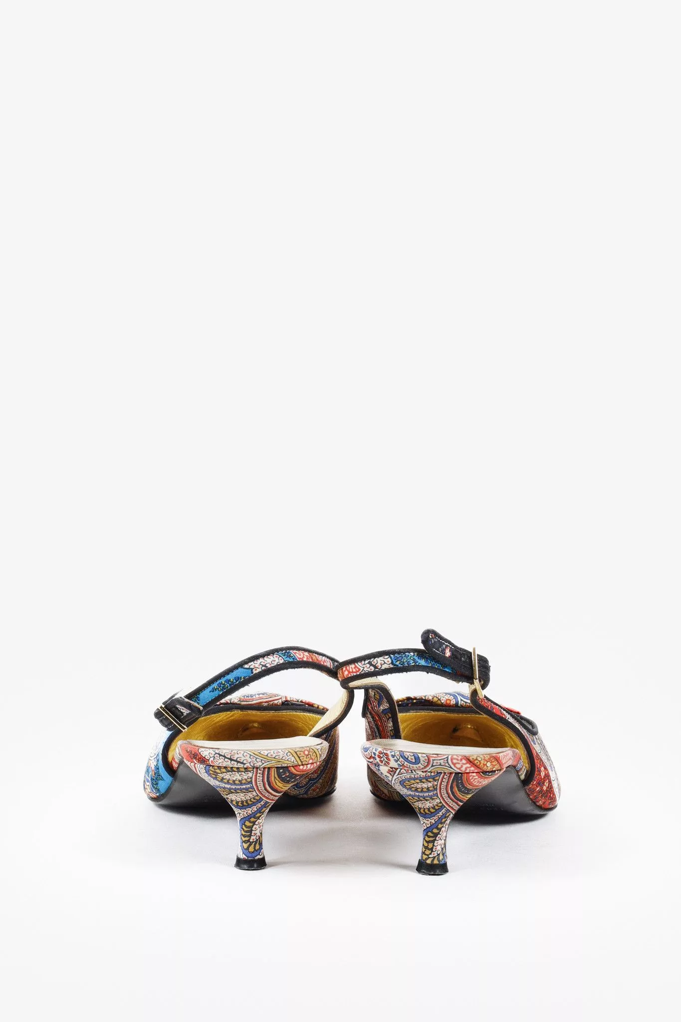 Dolce & Gabbana Heels Dolce & Gabbana Patchwork Print Cameo Slingback Heels Multi