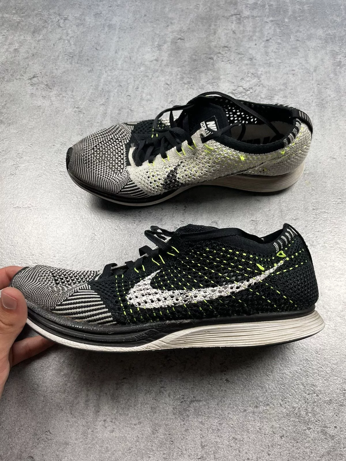 Designer Low Top Sneakers Designer × Nike Nike Flyknit Racer OG retro shoes sneakers 8.5 runner Black Streetwear