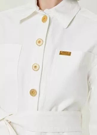 Balmain Blouses Balmain o1w1db10624 Denim Overshirt in White