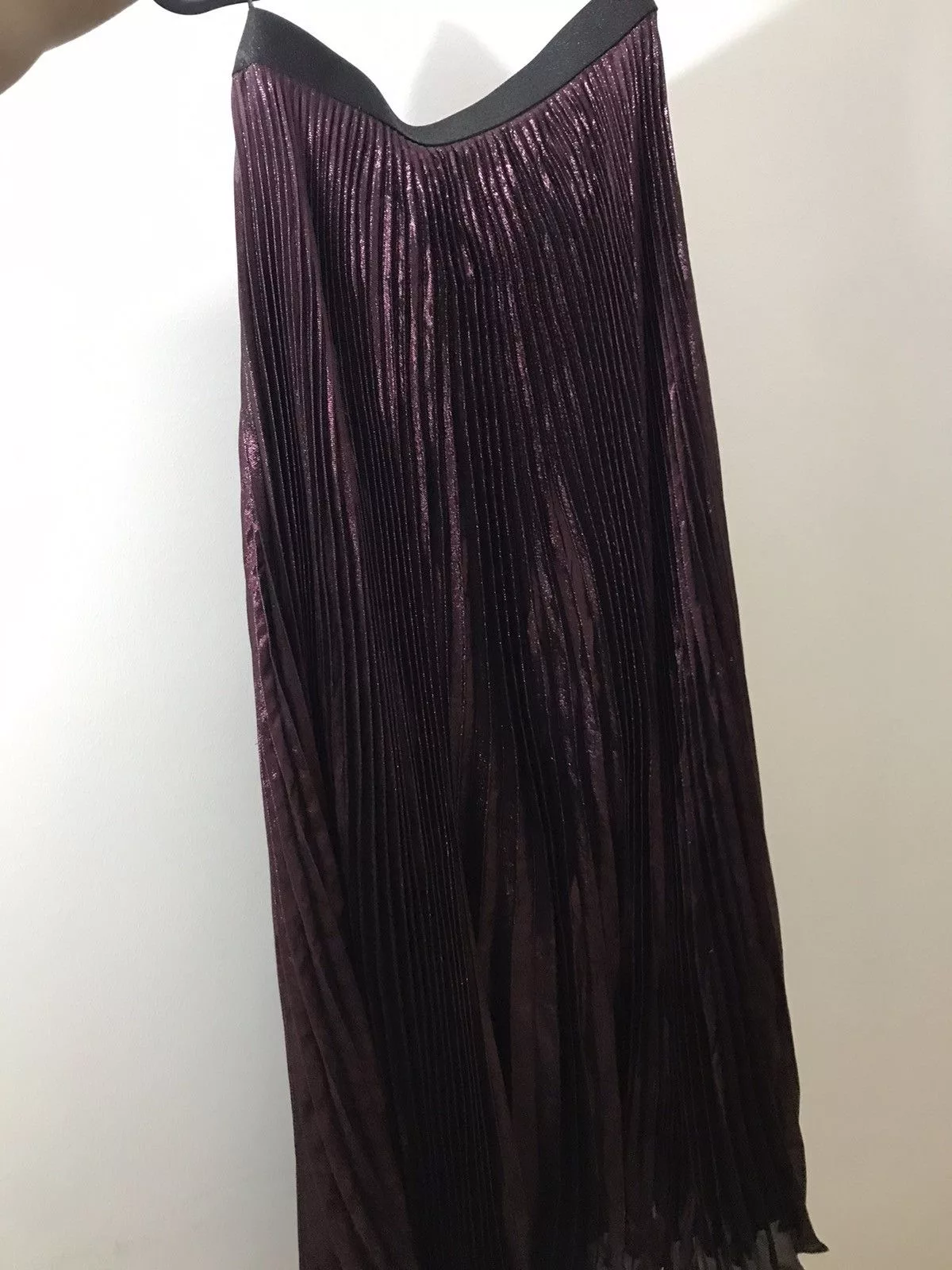Christopher Kane Maxi Skirts Christopher Kane High-Wasted Pleated Lamé Maxi Skirt Purple