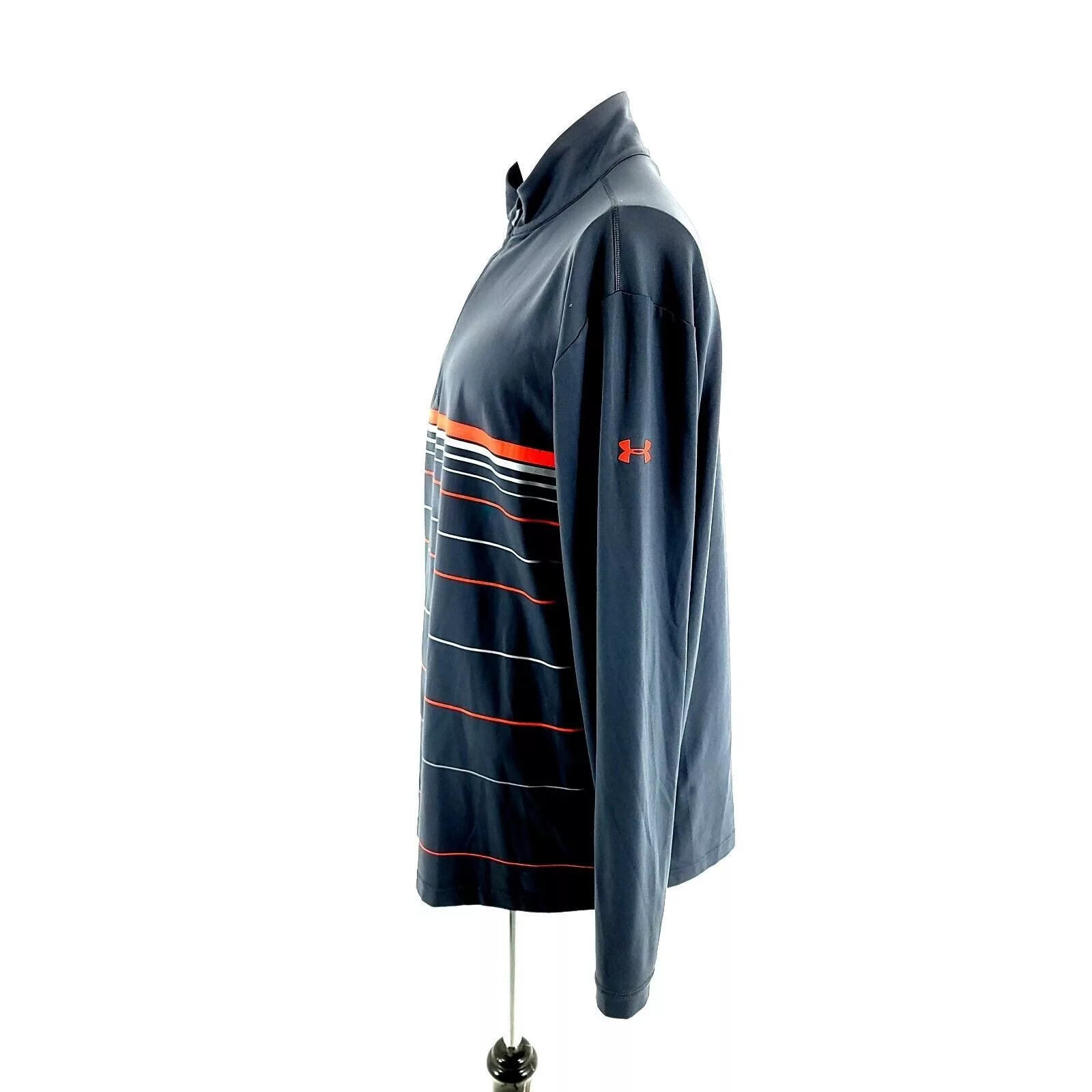 Under Armour Light Jackets Under Armour Coldgear Infared Gray Orange Striped 1/4 Zip Lo