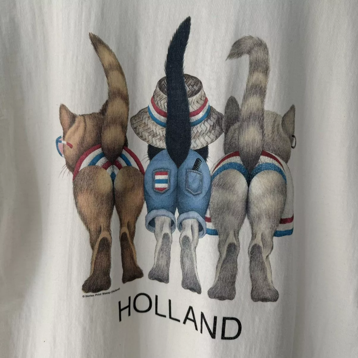 Vintage Short Sleeve T Shirts Vintage Holland Cats Tee White