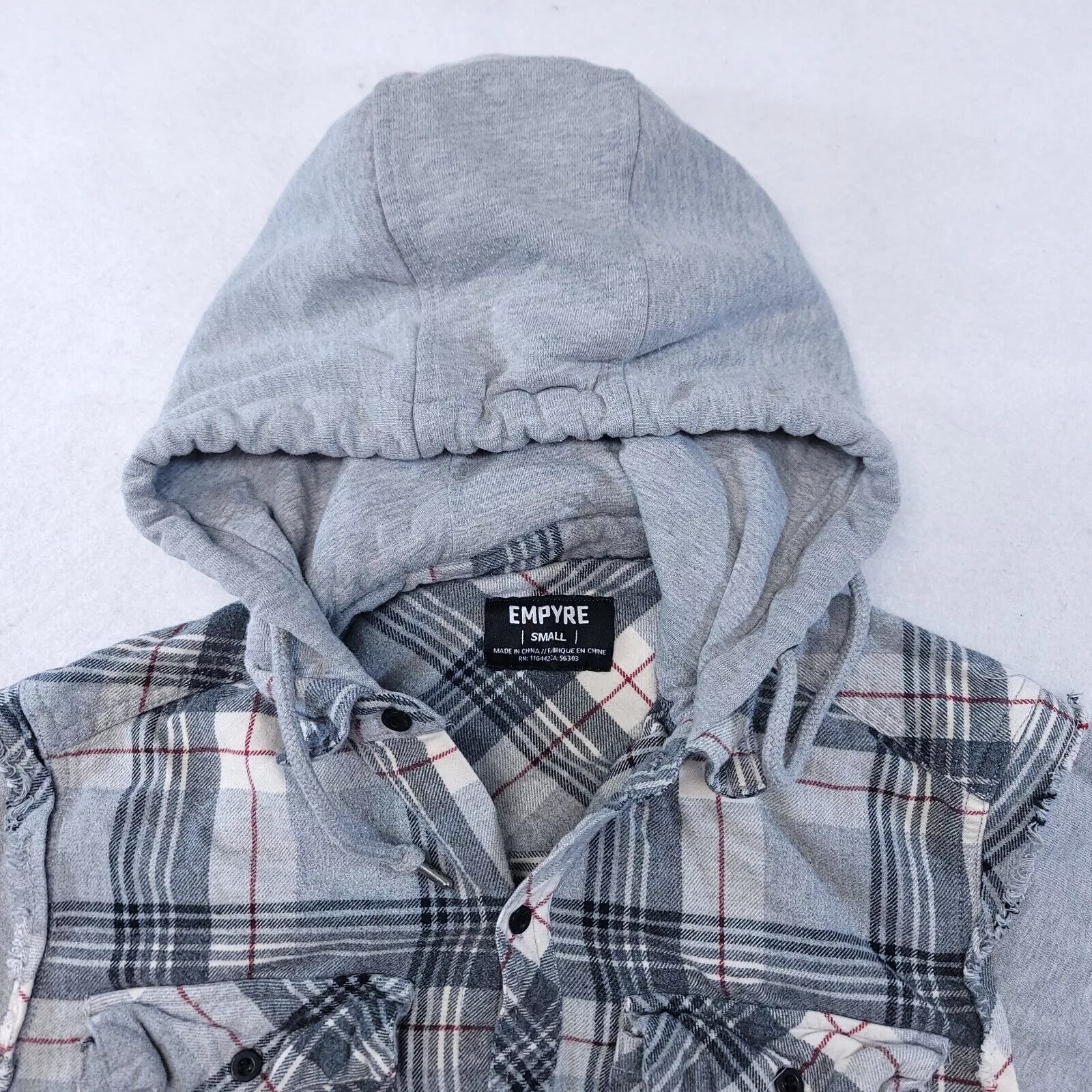 Empyre Light Jackets Empyre Long Sleeve Hoodie Mens Size Small S Gray Plaid