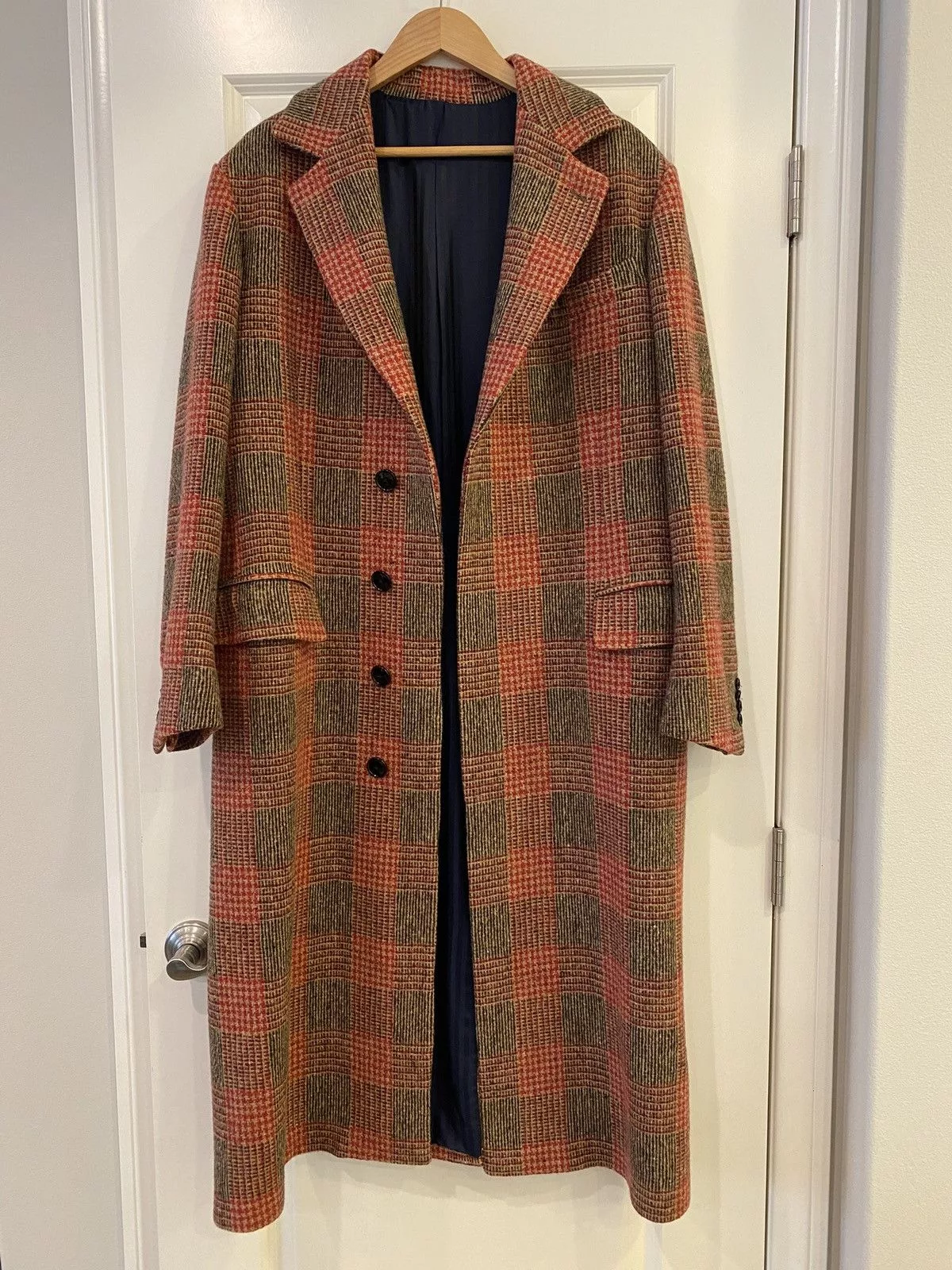 MP Massimo Piombo Heavy Coats MP Massimo Piombo Checked Oversized Long Coat Italy Made Brown