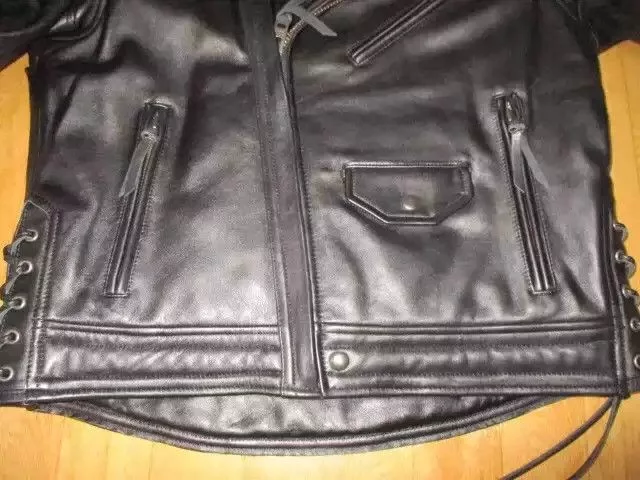 Kadoya Leather Jackets kadoyaDiamond lattice cable-stayed leather clothes Black