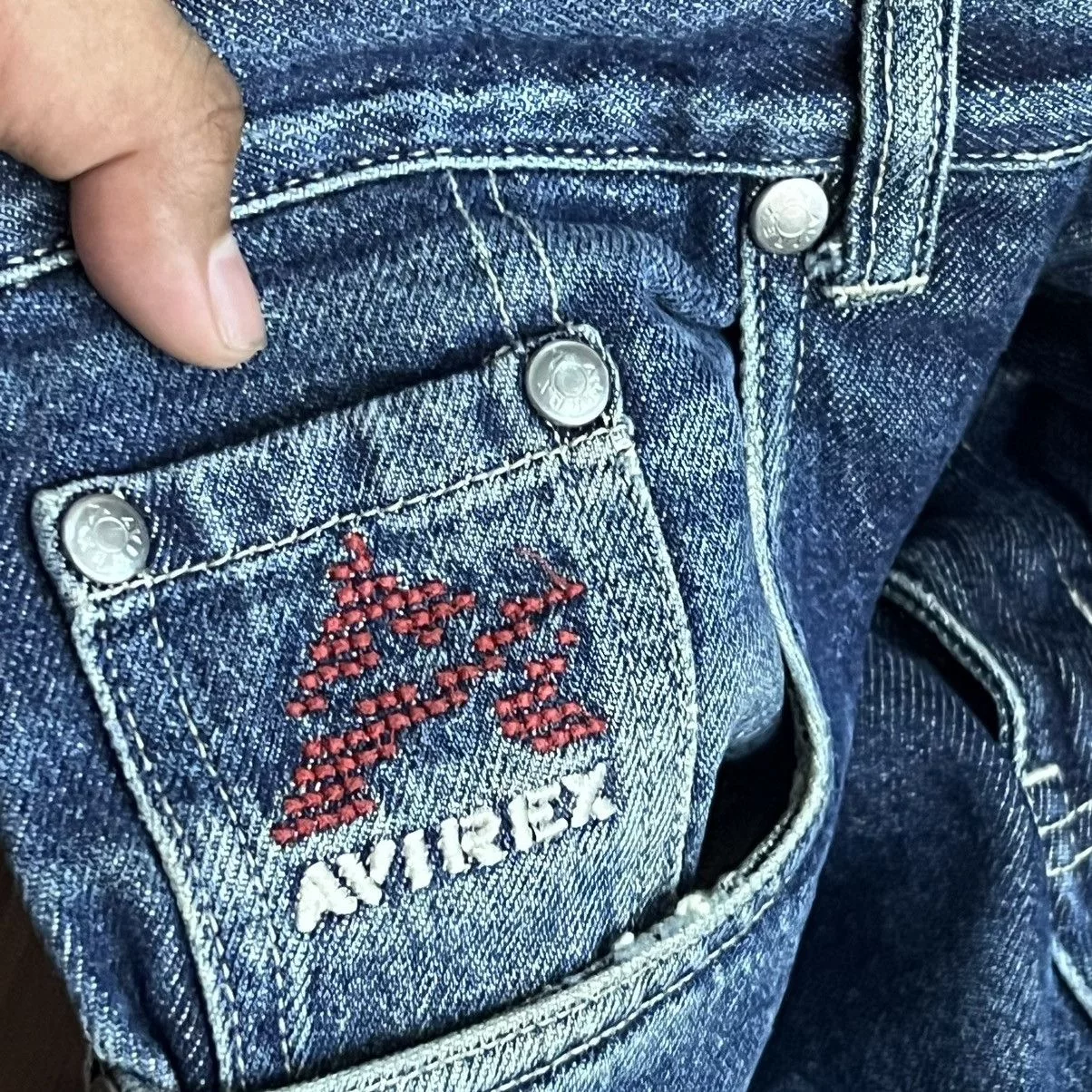 Avirex Denim “AVIREX” DISTRESS JEANS Blue Vintage