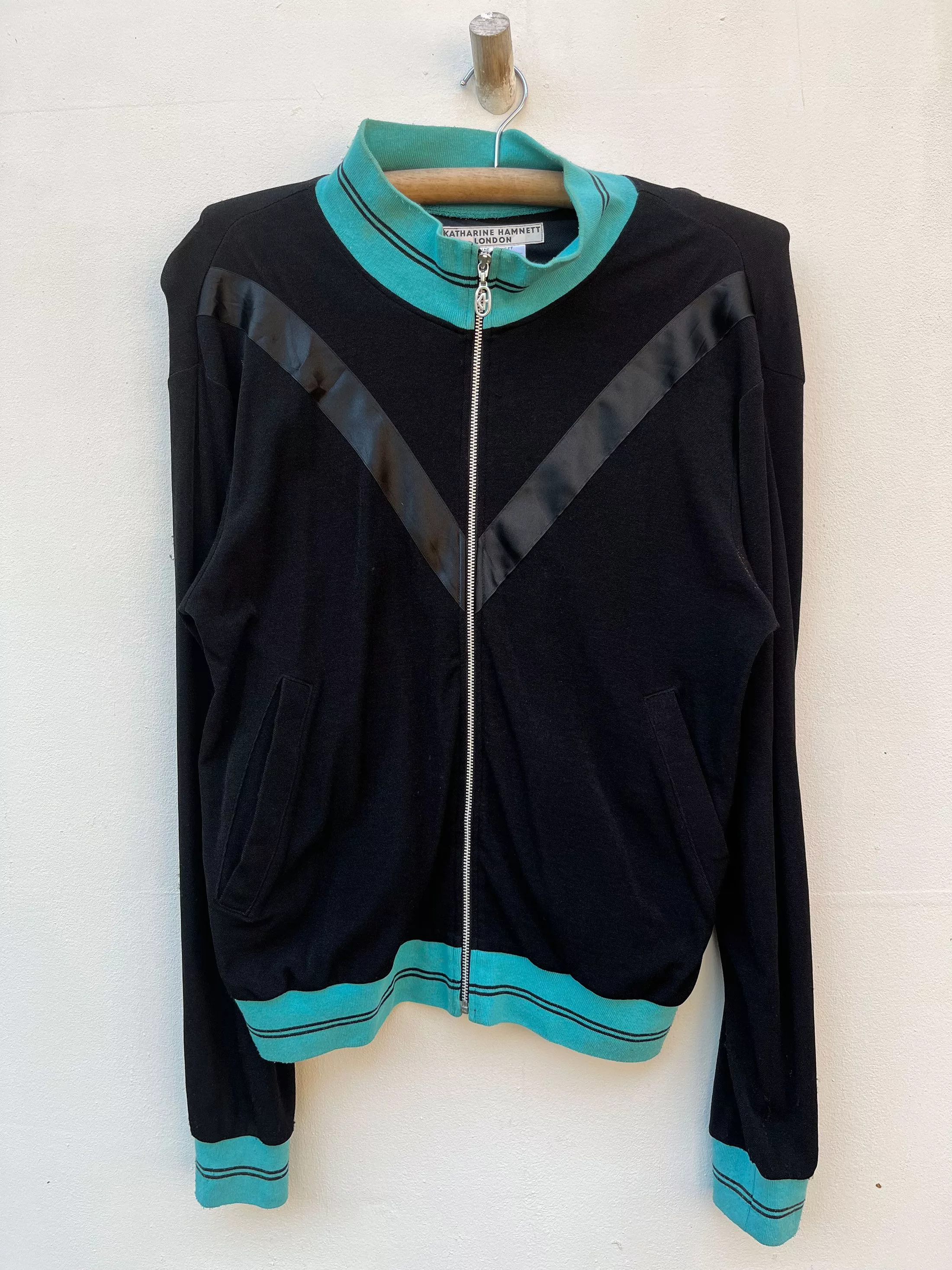 Designer Sweaters Knitwear Designer × Katharine Hamnett London Katherine Hamner Cut & Sewn Zipper Track Top Sweater Black Luxury