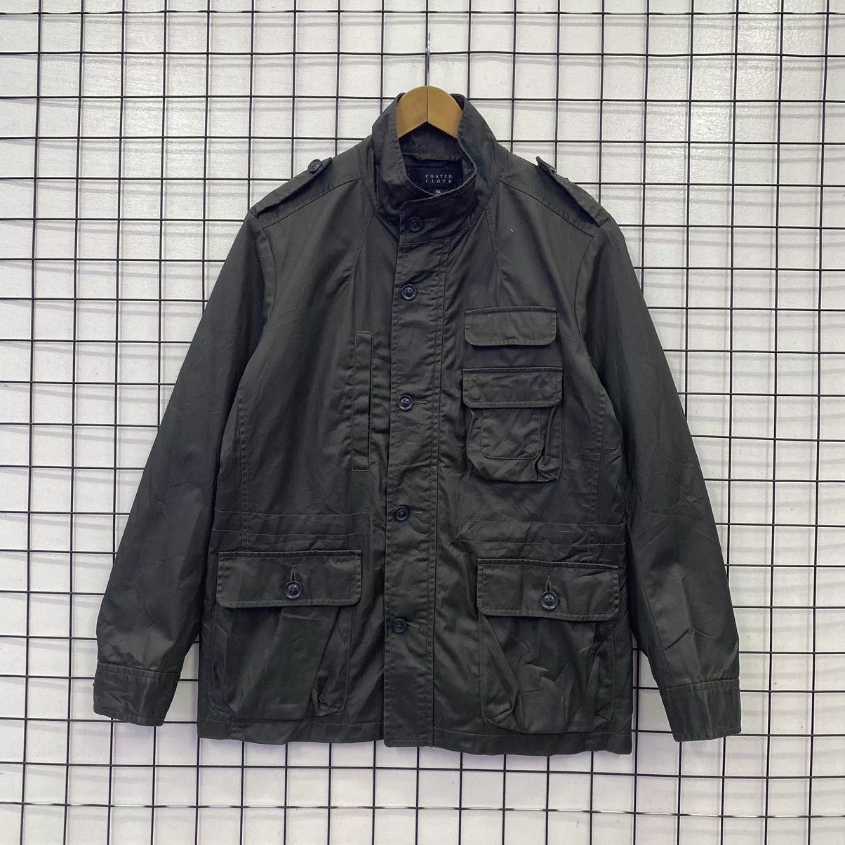 Japanese Brand Light Jackets Japanese Brand Uniqlo Coated Cloth Army Green Military Jacket Vintage