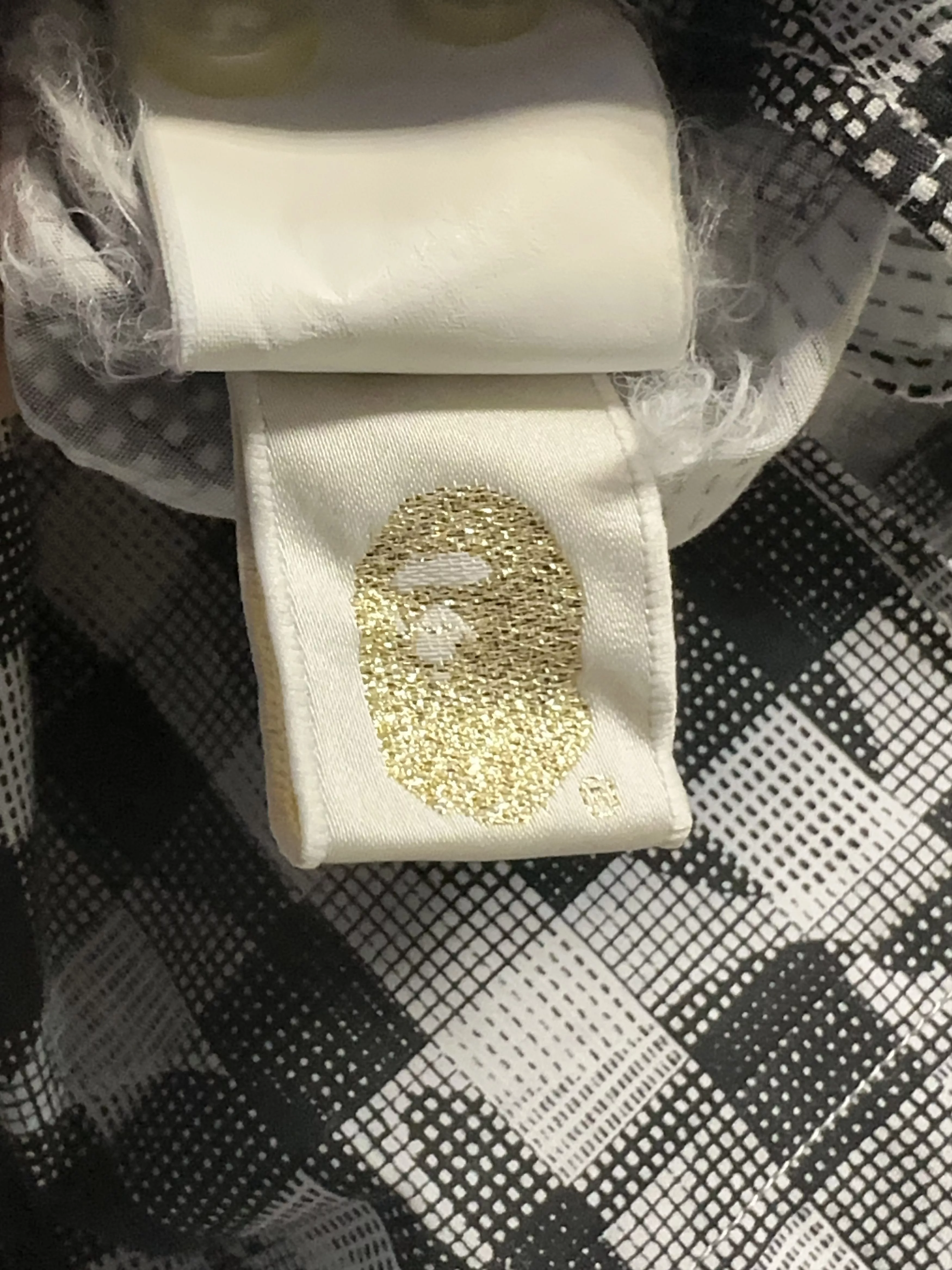 Bape Shirts Button Ups BAPE Checkered Black and White Camo Button Up