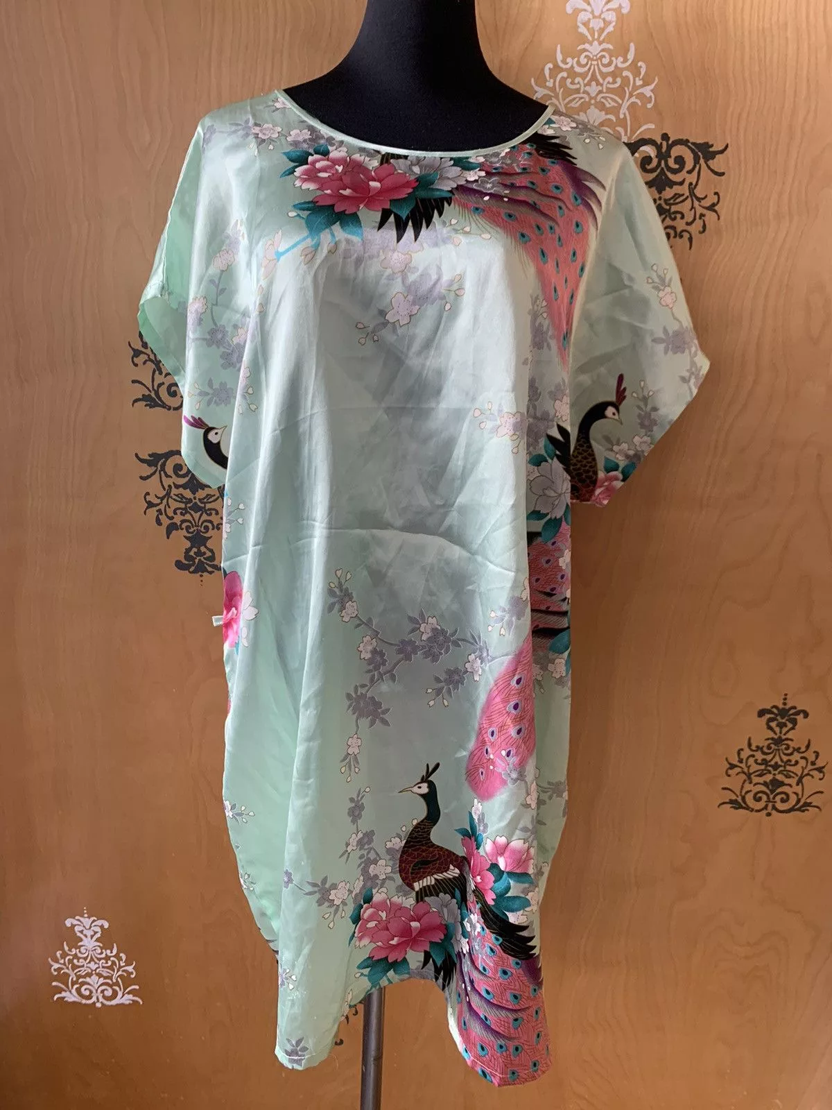 Vintage Maxi Dresses Vintage 90s Oversized Silk Dress Green