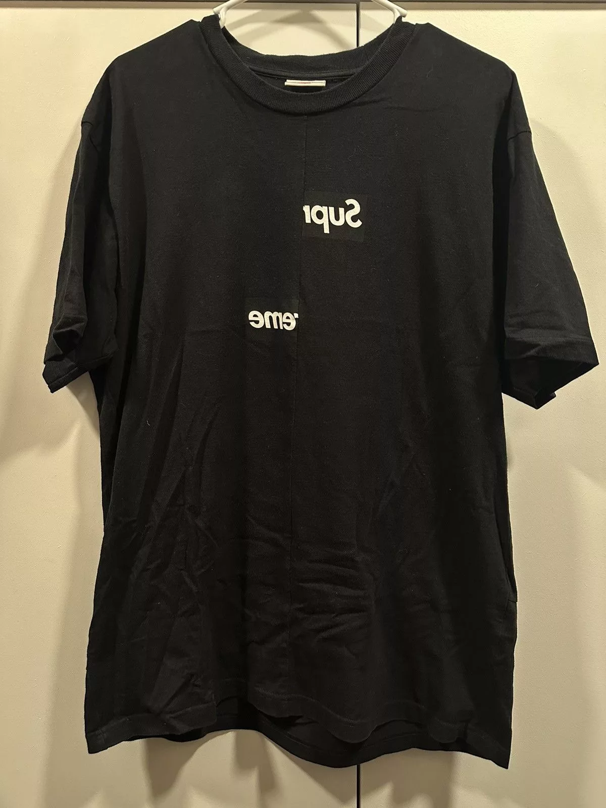 Comme des Garcons Short Sleeve T Shirts Comme des Garcons × Supreme Supreme CDG Split Box Logo Comme Des Garçons Shirt BLACK