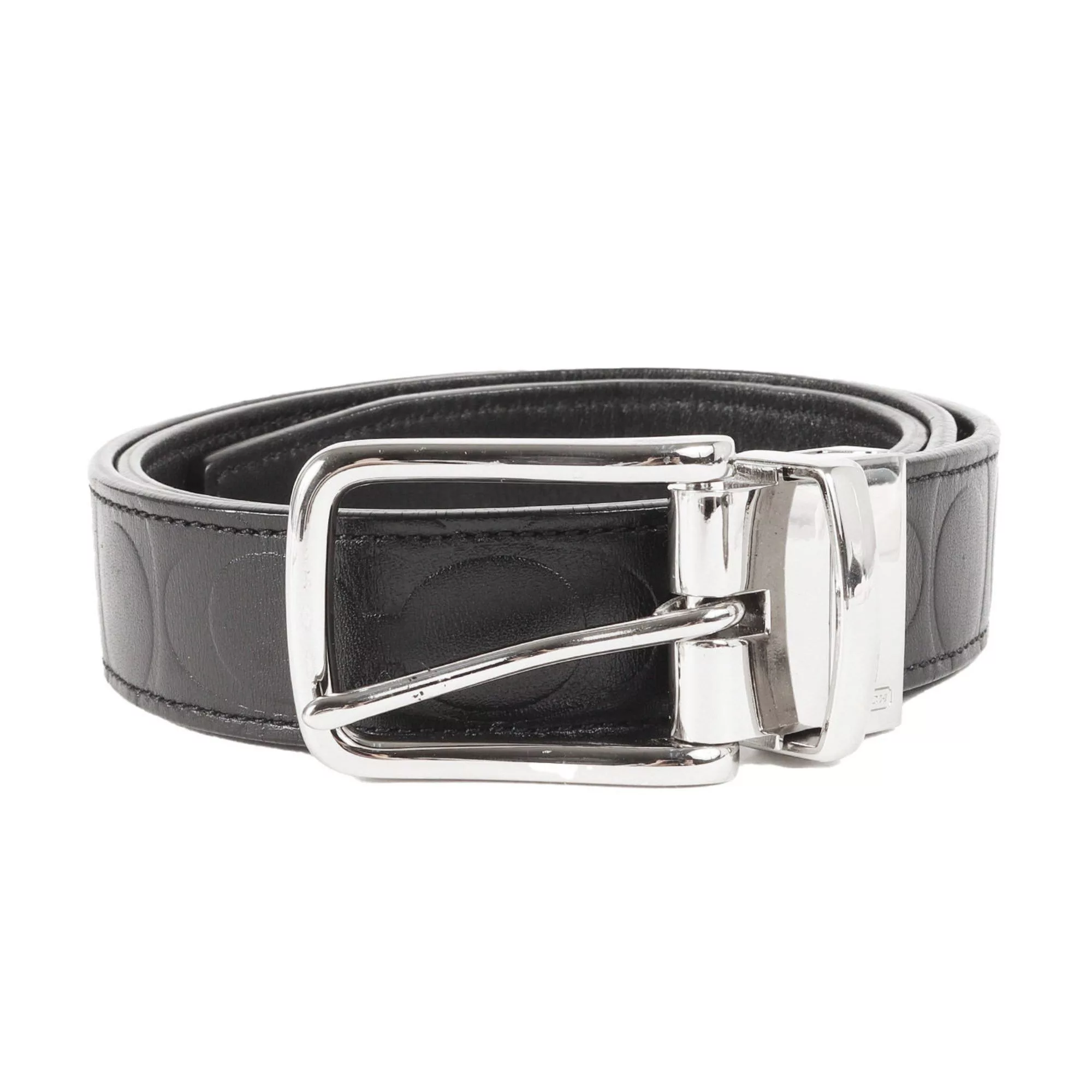Coach Belts COACH Reversible Signature Embossed Leather Belt Black Men's