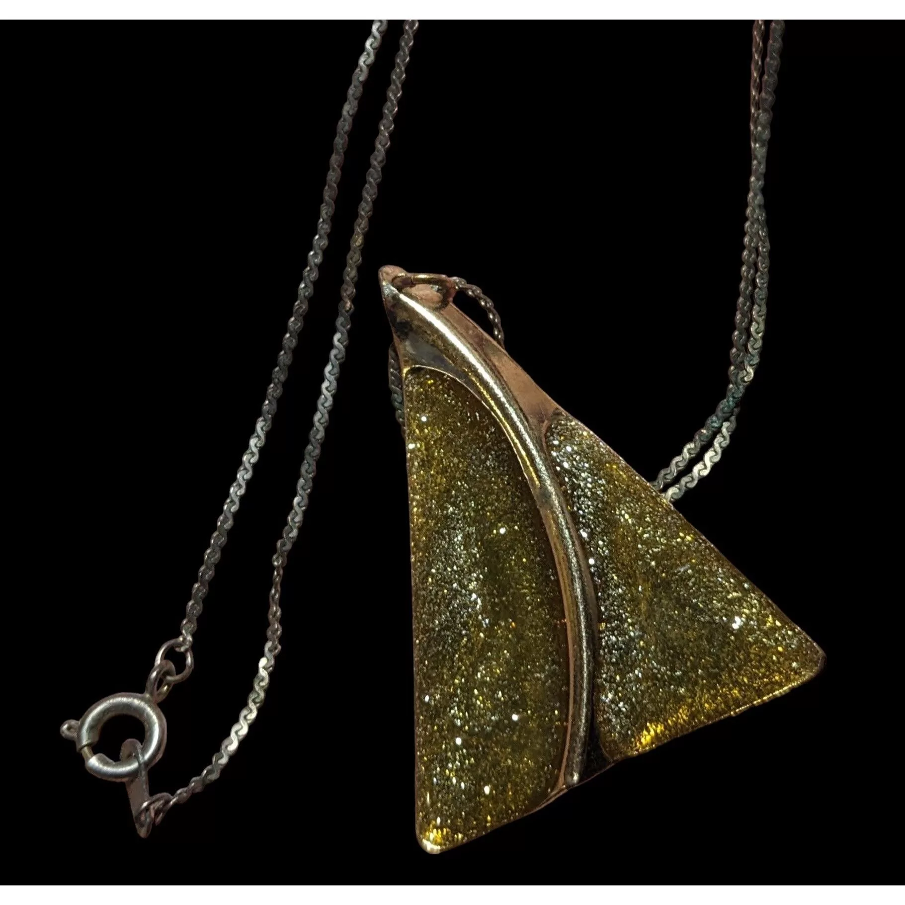 Other Necklaces Other Gold Glitter Triangle Pendant Necklace