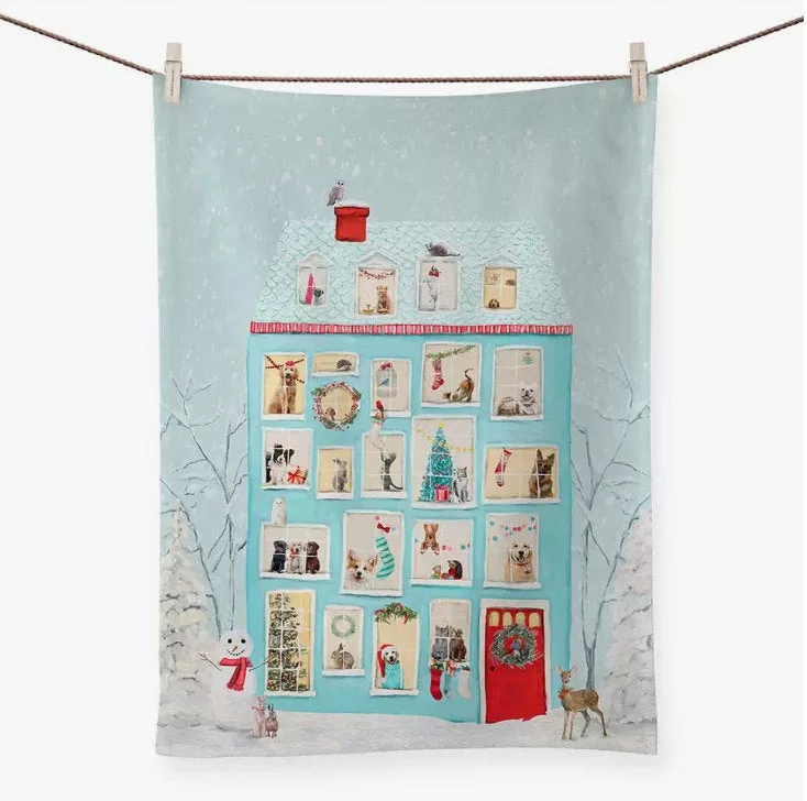 Festive Animal House Tea Towel