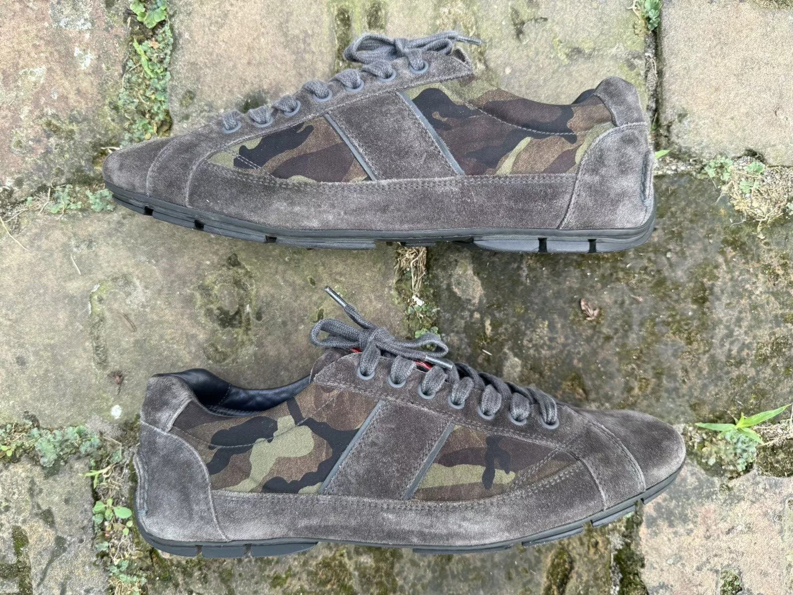 Prada Low Top Sneakers Authentic 💫Prada💫 (4E2854) Trainers Grey Camouflage suede… Multi