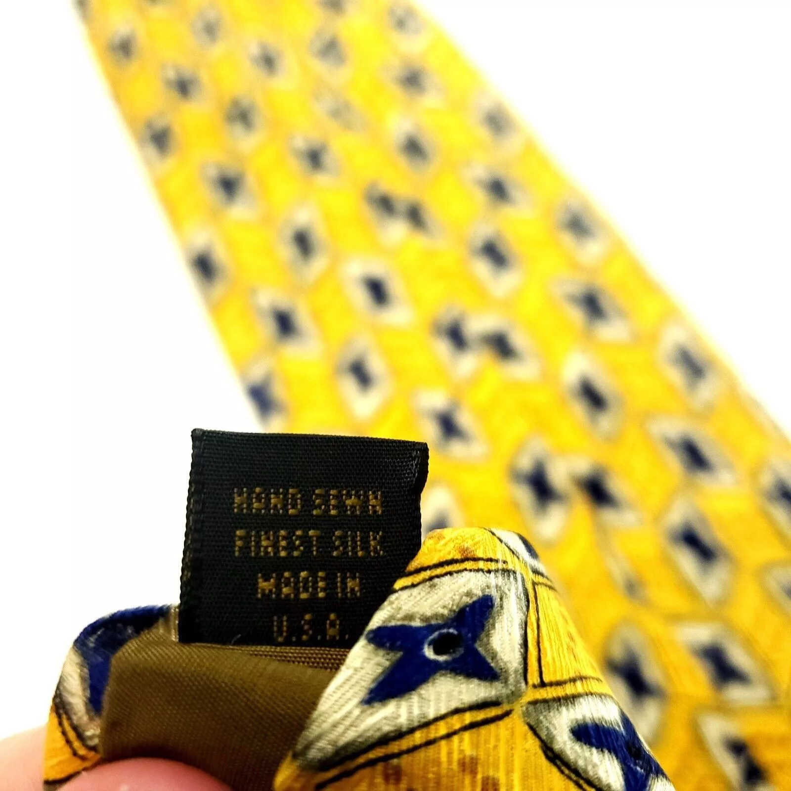 Robert Talbott Ties Pocketsquares Robert Talbott Studio Yellow Silk Tie Woven Wide Geometric