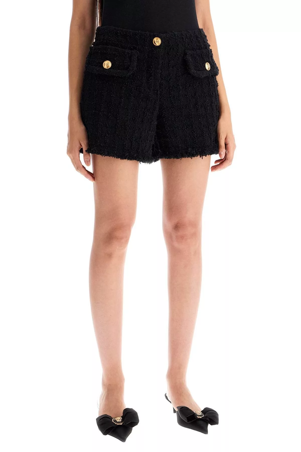 Versace Shorts VERSACE "Heritage Tweed Mini Shorts Black
