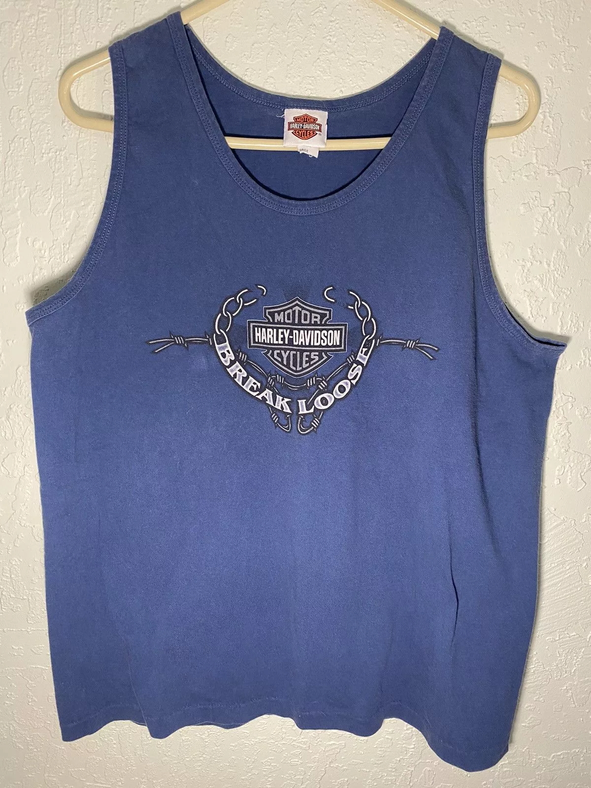 Harley Davidson Tank Tops Sleeveless Harley Davidson Break Loose Chain Barbwire Tank Ithaca Blue