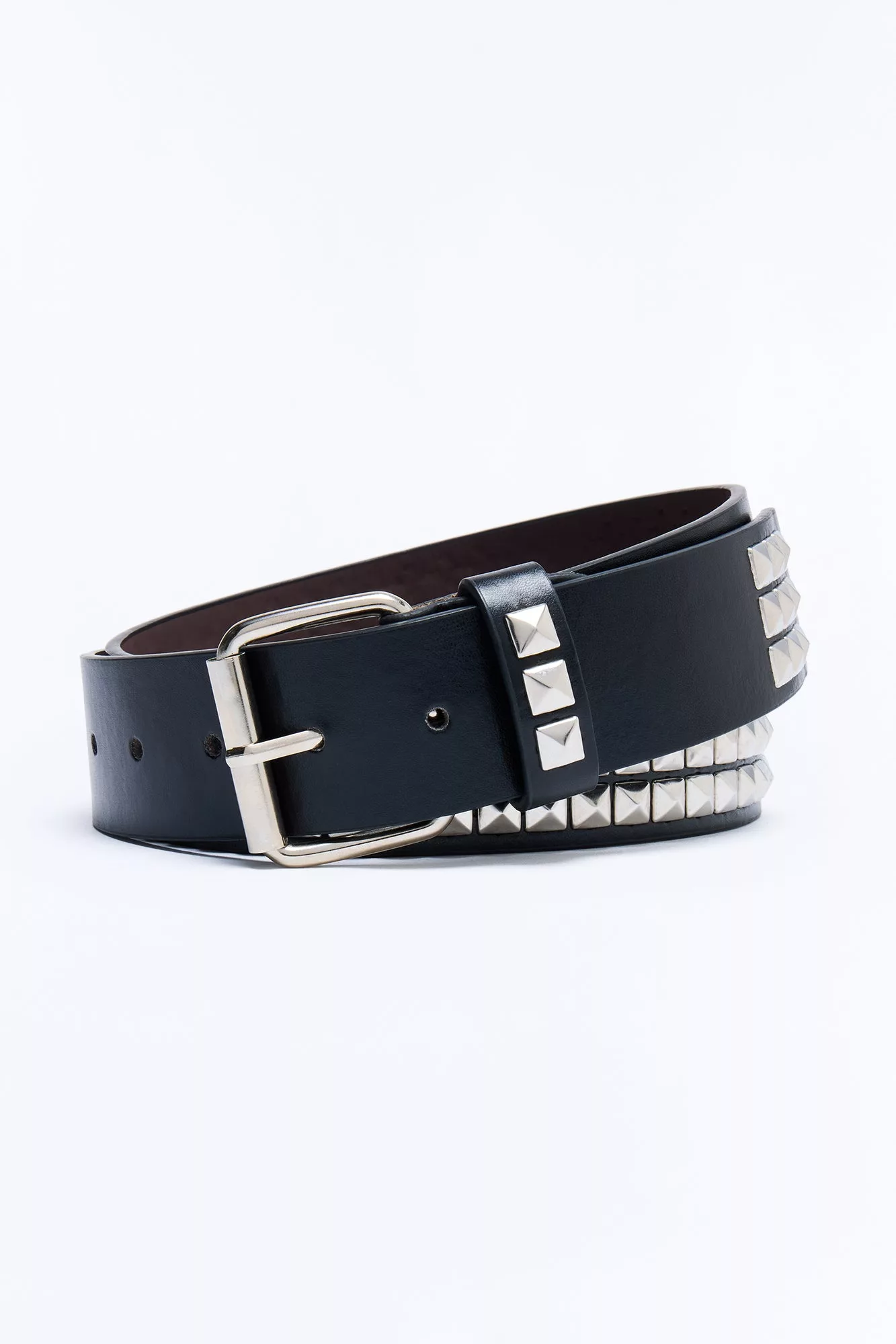 Viktor Studded Faux Leather Belt - Black