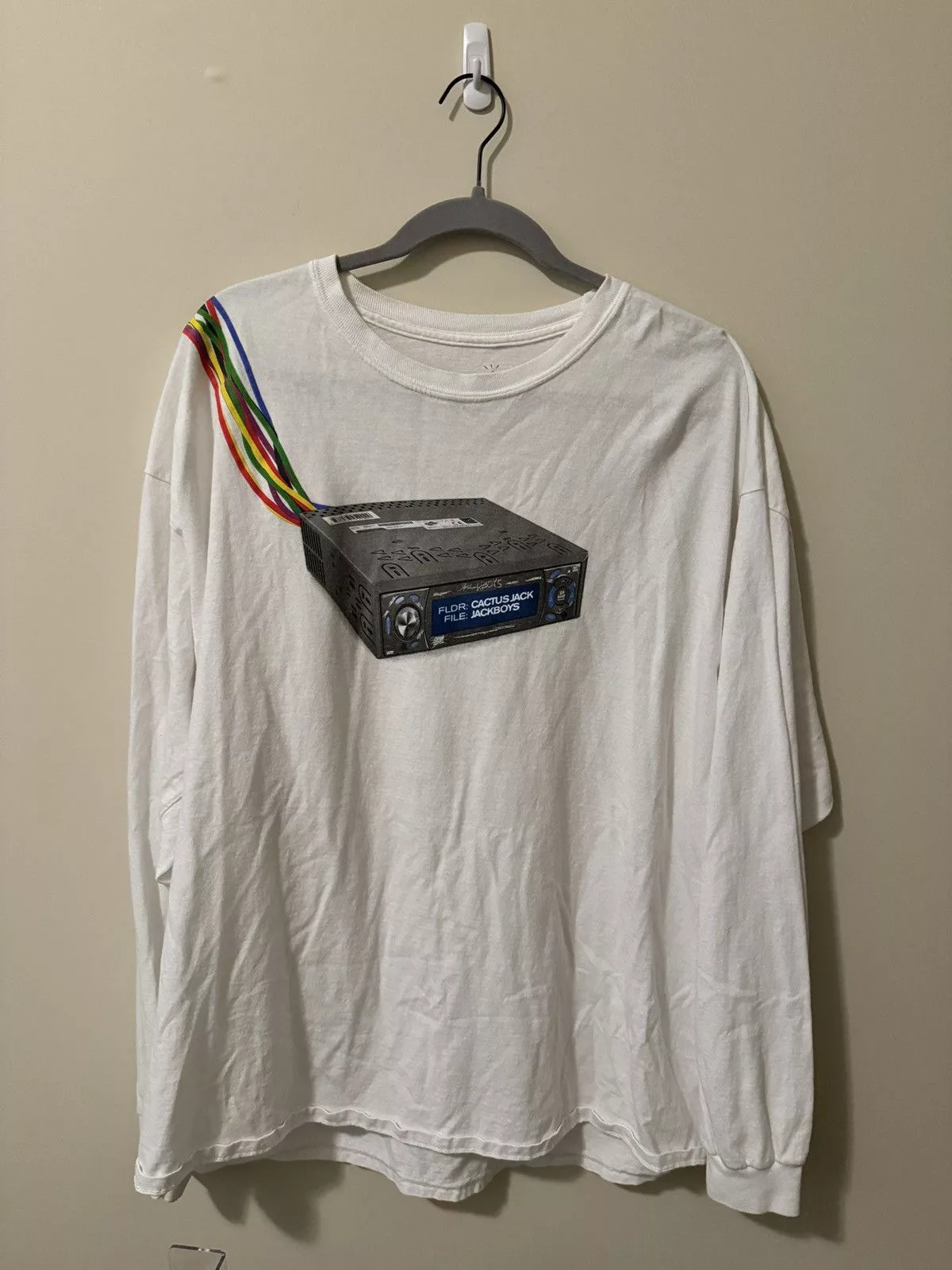 Travis Scott Long Sleeve T Shirts Travis Scott JACKBOYS Cord Cutters T-shirt White
