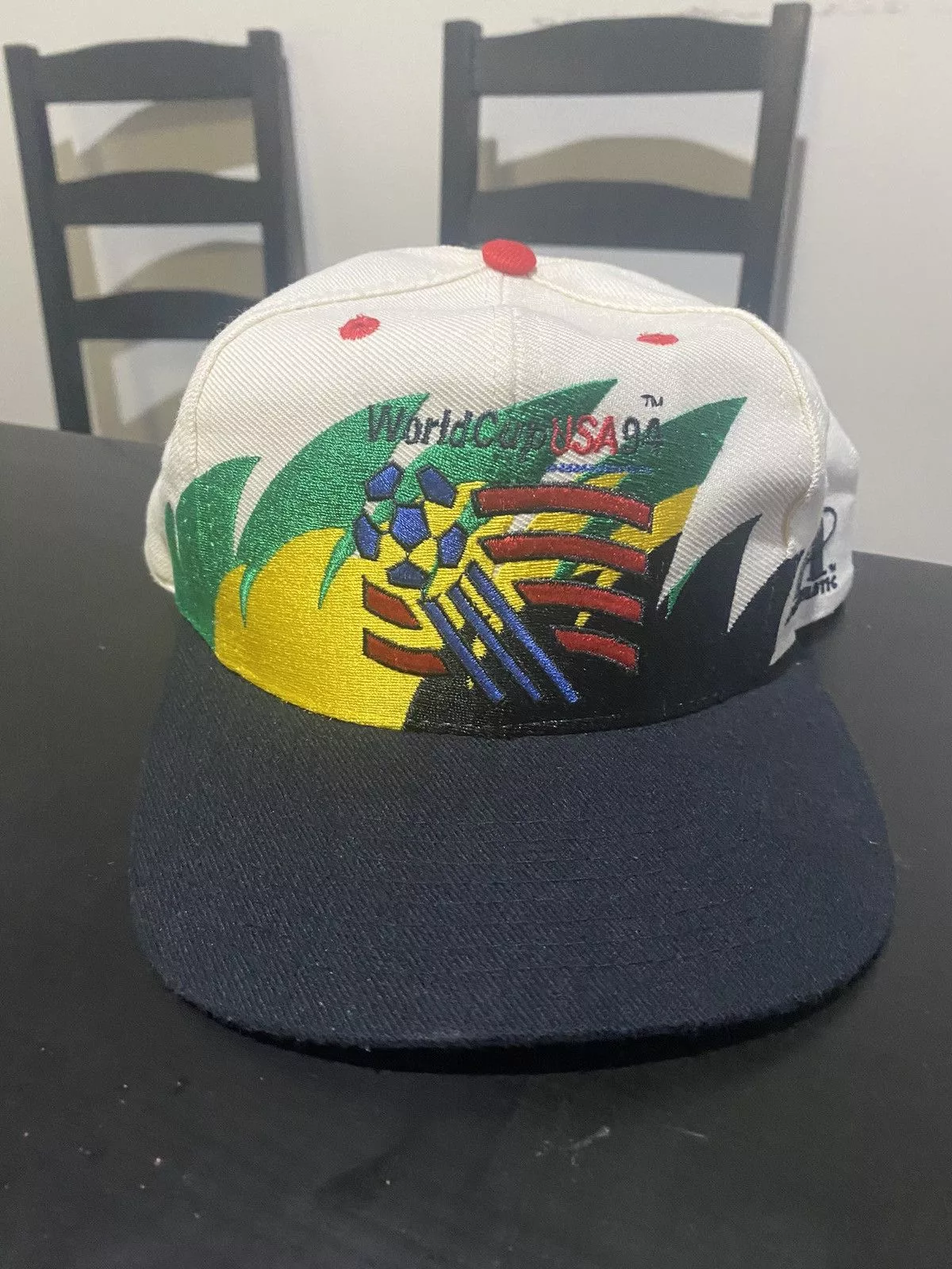 Logo Athletic Hats Vintage World Cup 1994 Logo Athletic Shark tooth Soccer Hat White