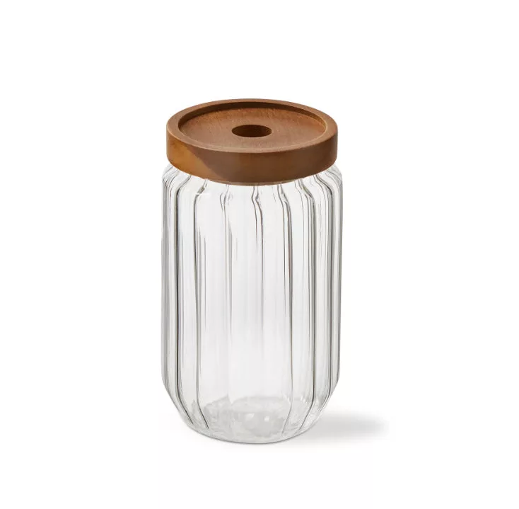Ribbed Glass Canister Large