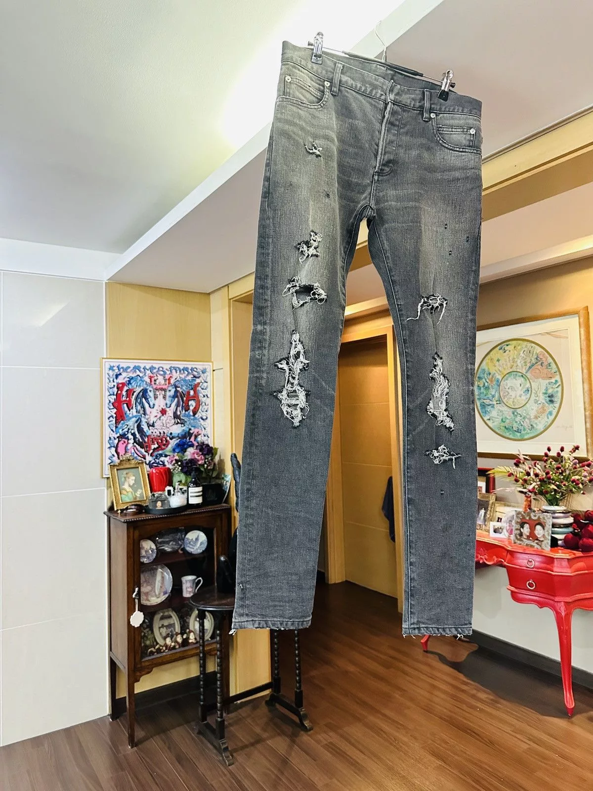 Balmain Denim Balmain Collection Distressed Jeans Gray