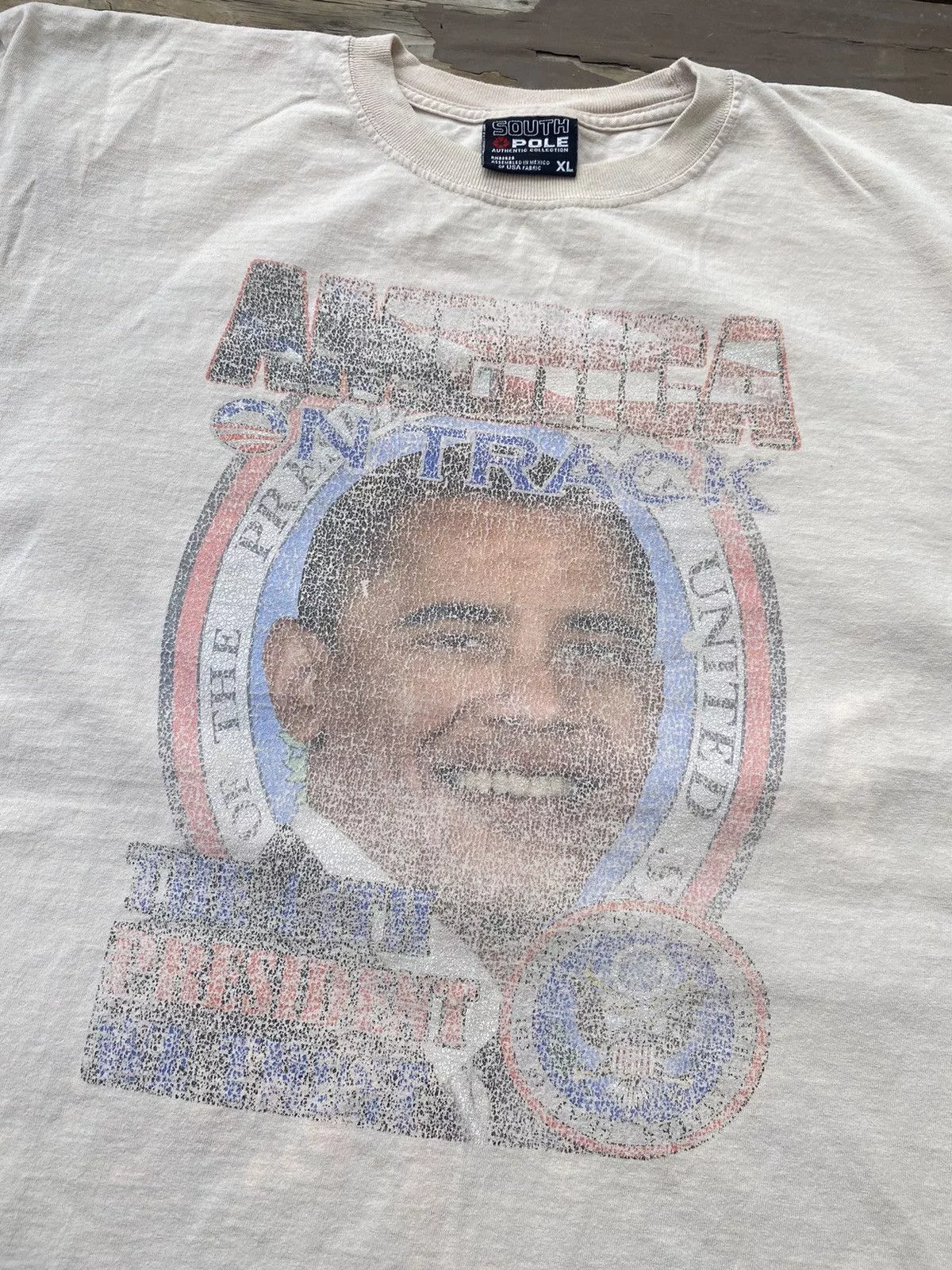Southpole Short Sleeve T Shirts Southpole × Vintage Vintage Barrack Obama Tee Brown Streetwear
