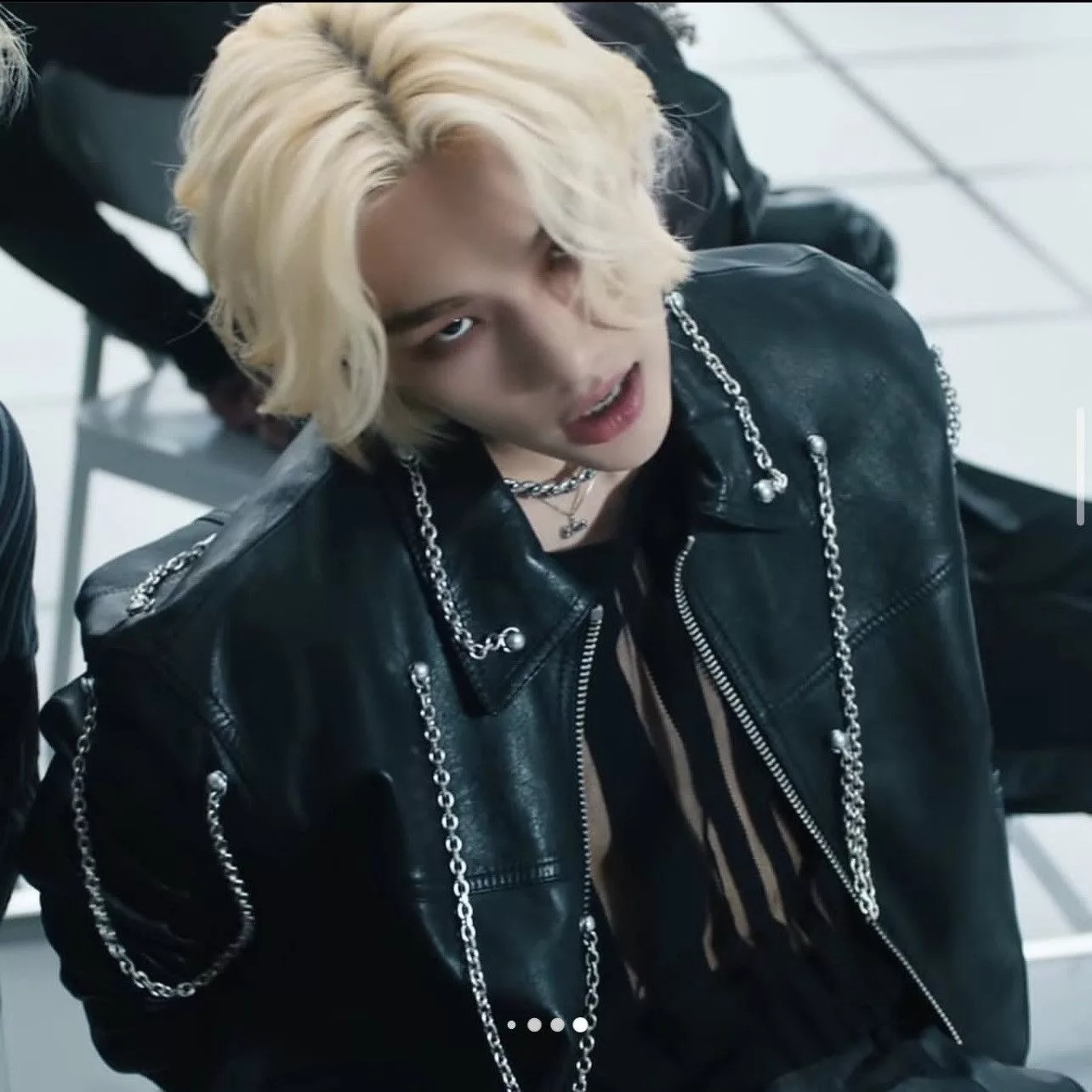 Celine Leather Jackets Celine × Hedi Slimane CELINE Oversized chains Leather Blouson Jacket Black