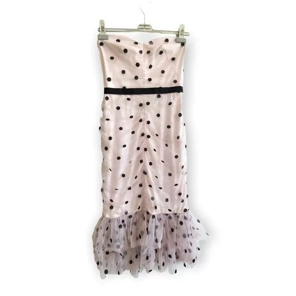 Marchesa Midi Dresses Marchesa Notte Strapless Sequin Polka Dot Tulle Cocktail Dre Multi
