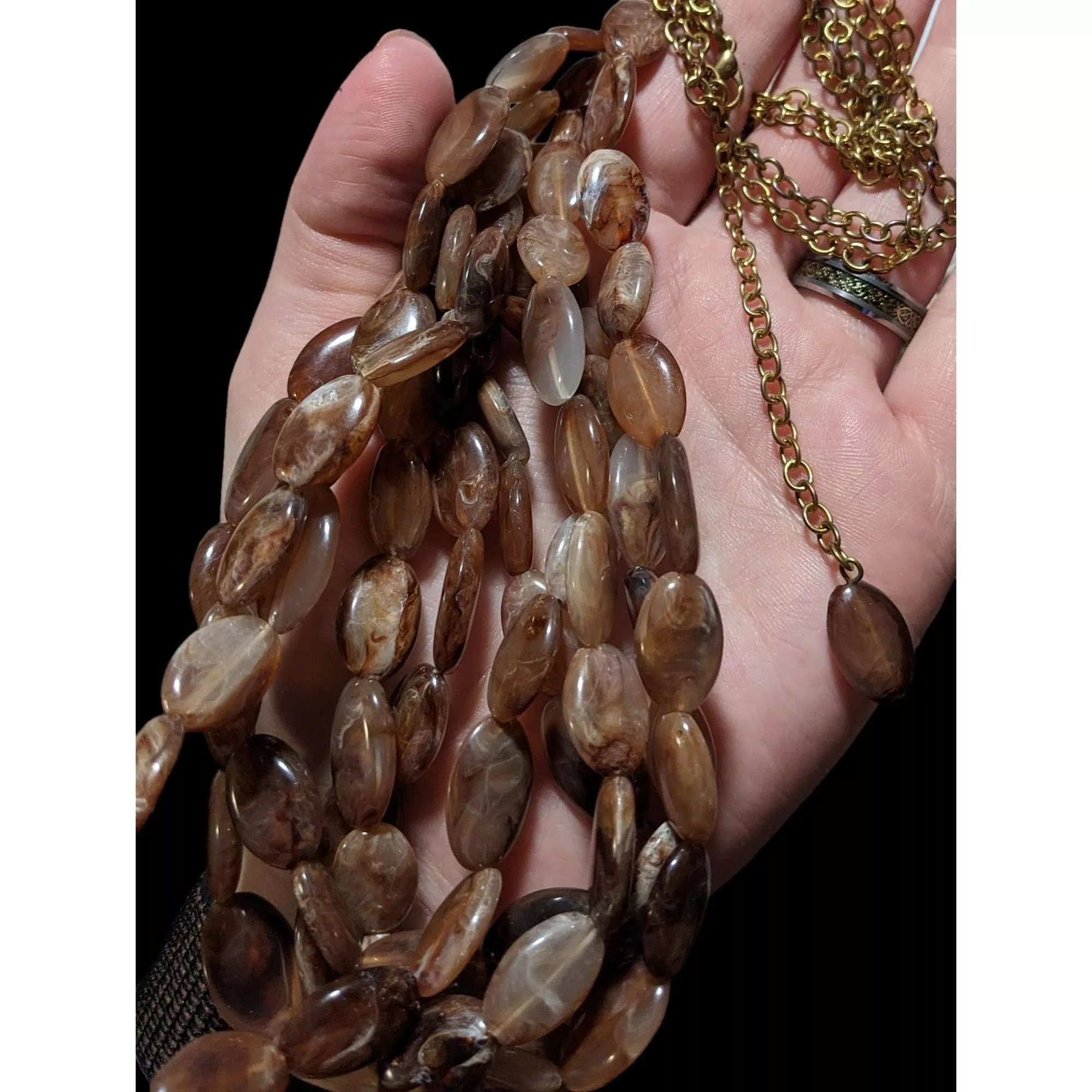 Other Necklaces Other Earthy Multilayer Marbled Beaded Necklace Brown