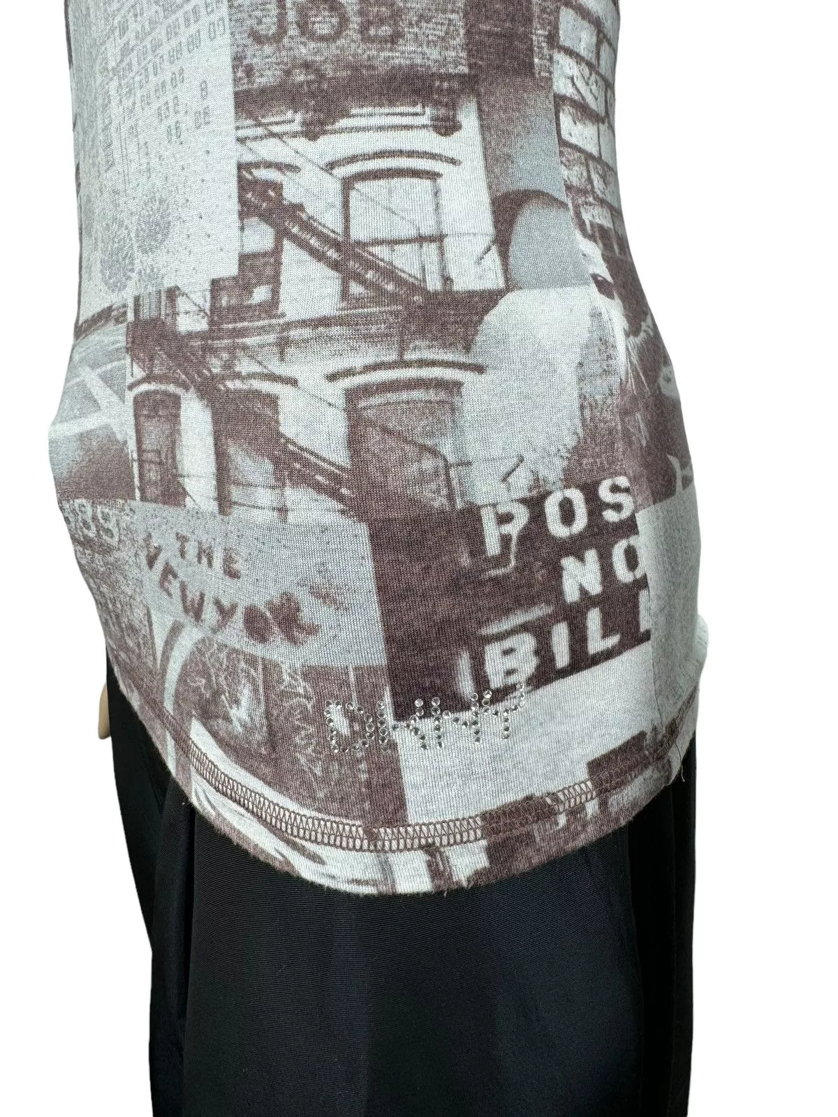 DKNY Blouses DKNY Newspaper Printed Stretch Blouse size 10 Multi