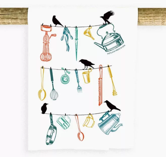 Utensils on Wire Towel