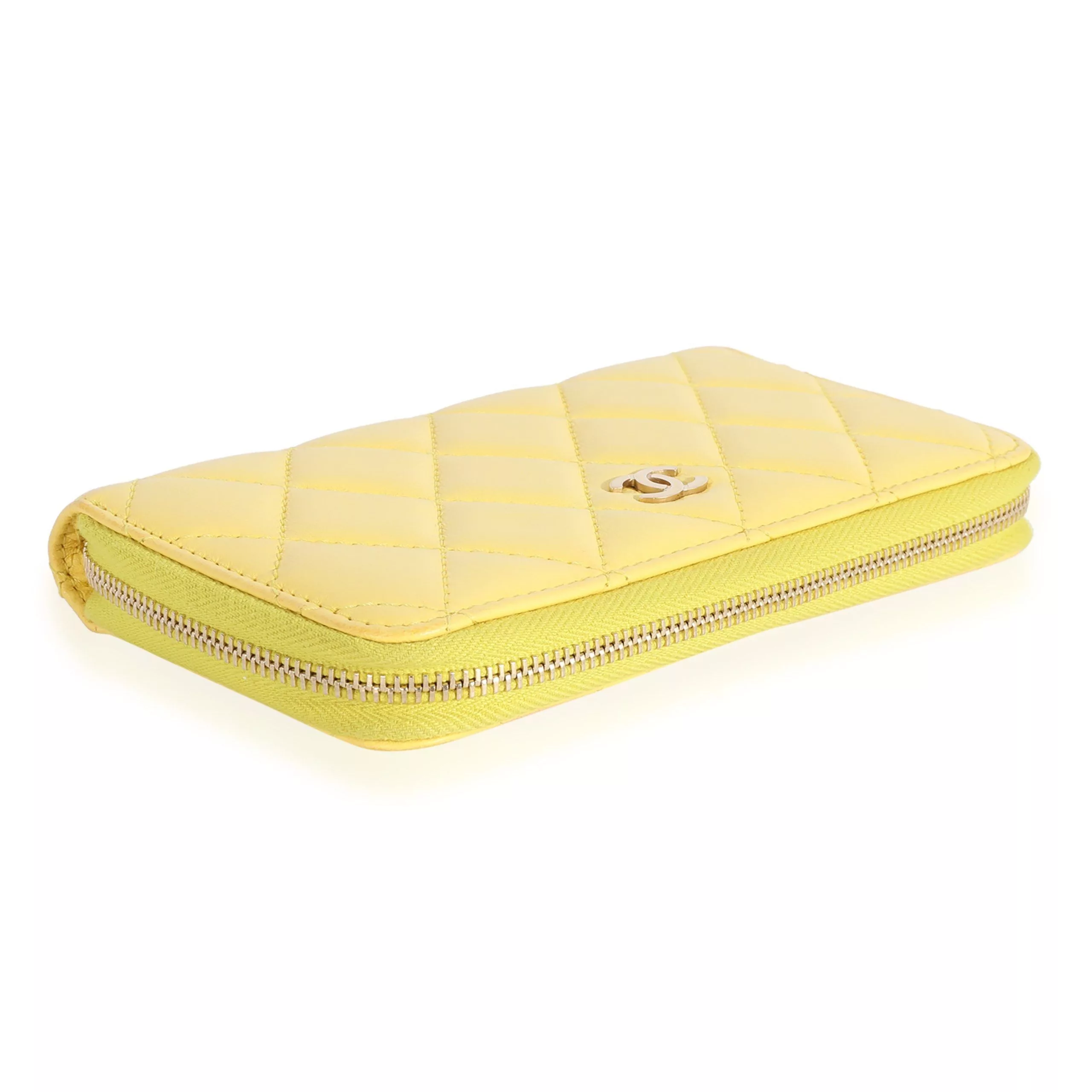 Chanel Rings Chanel Yellow Quilted Lambskin Medium Zip-Around Wallet