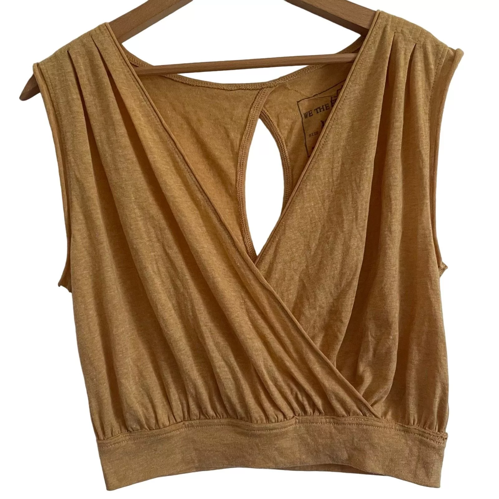 Free People Blouses NWOT Free People Dream Surplice Wrap Top Gold