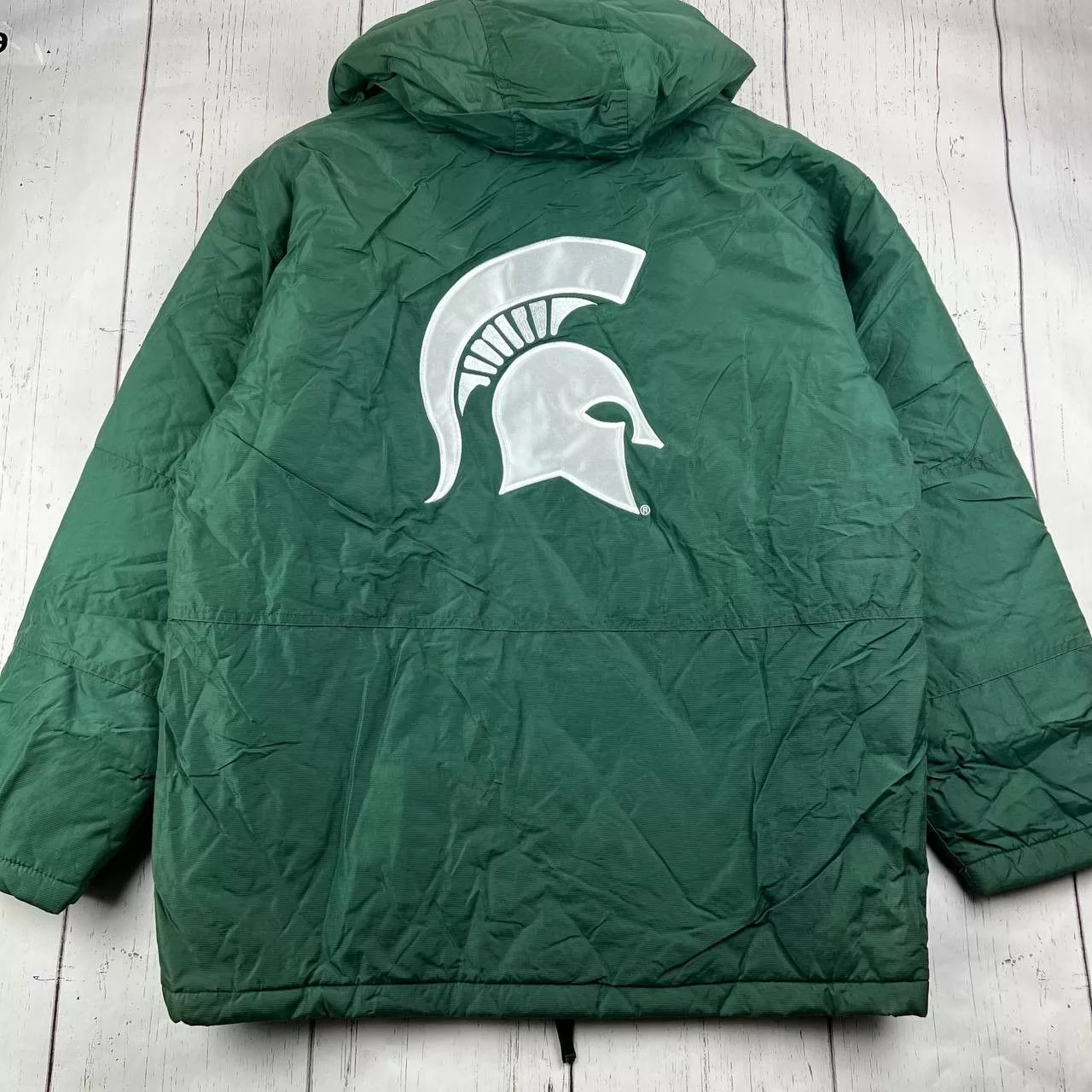 Puma Heavy Coats Puma Michigan State Spartans L NCAA Puffer Jacket Removable Hood Green
