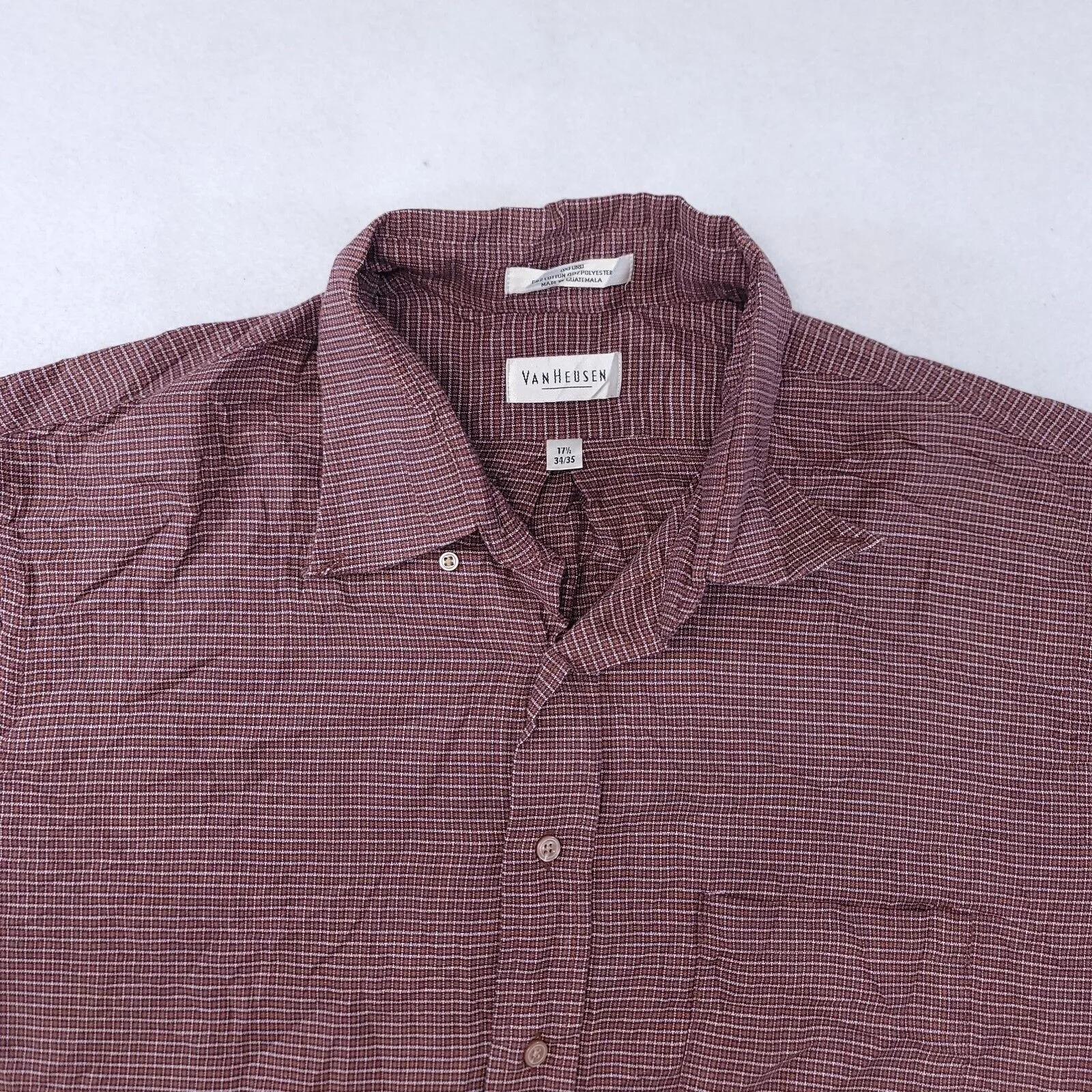 Van Heusen Shirts Button Ups Van Heusen Tartan Flannel Button Shirt Mens Size 17.5 Maroon Red