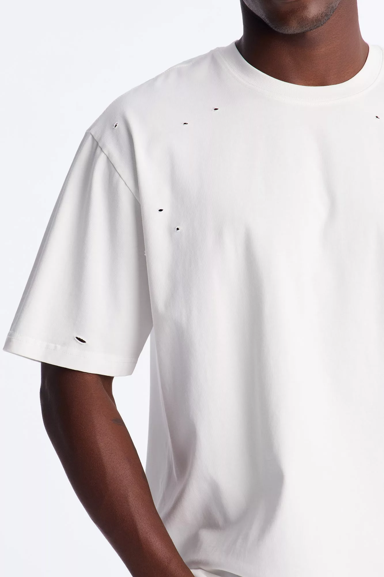 Destructed Crewneck Tee - White