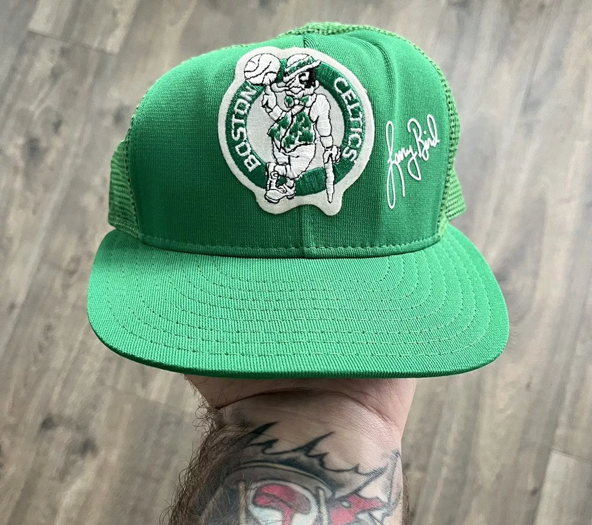 NBA Hats NBA × Vintage Vintage Boston Celtics Larry Bird SnapBack Trucker Hat Green
