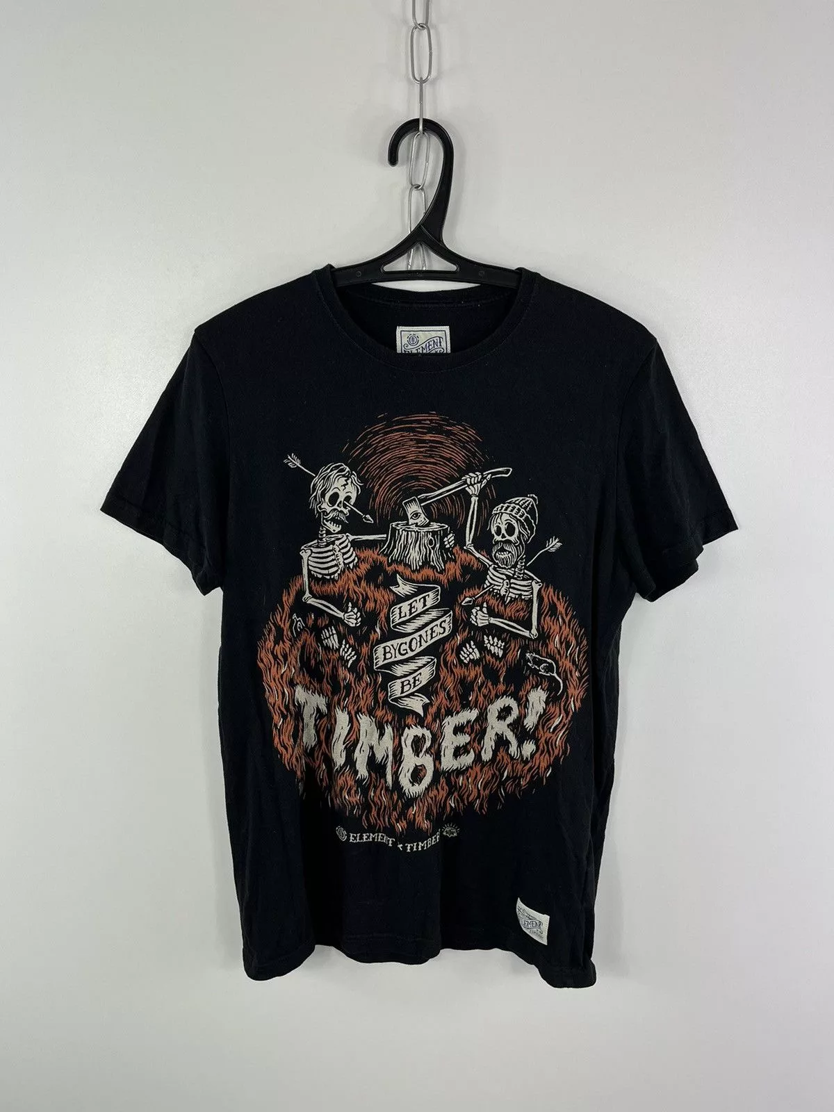 Element Short Sleeve T Shirts Element × Vintage Vintage Element x Timber Skeletons Logo Size M Black Streetwear