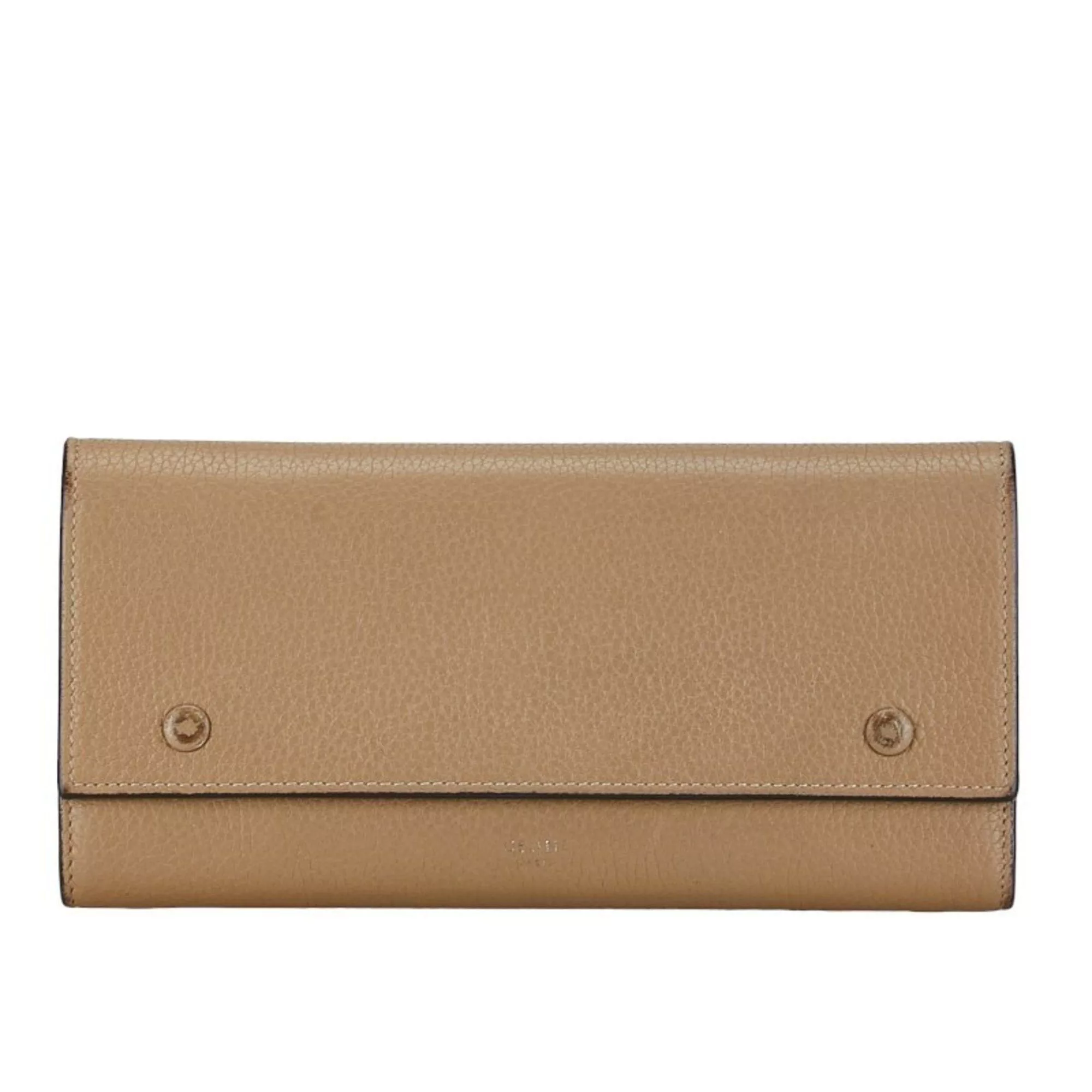 Celine Wallets CELINE Large Flap Wallet SPG5125 Beige Leather Women's