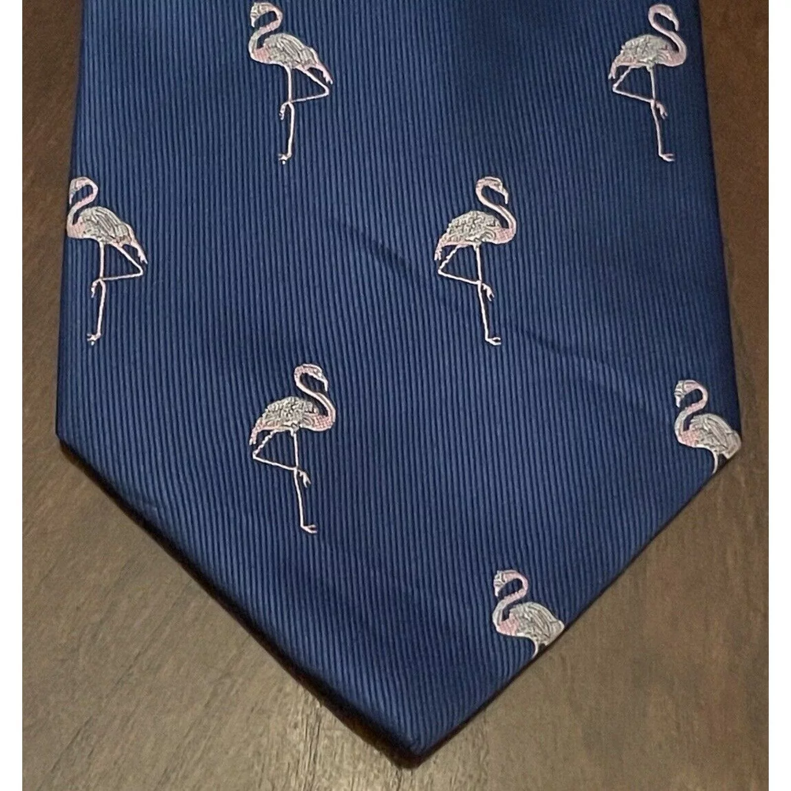 Other Ties Pocketsquares Other Hisdern Blue Pink Hand Made Men’s Neck Tie Flamingo Print￼ Multi