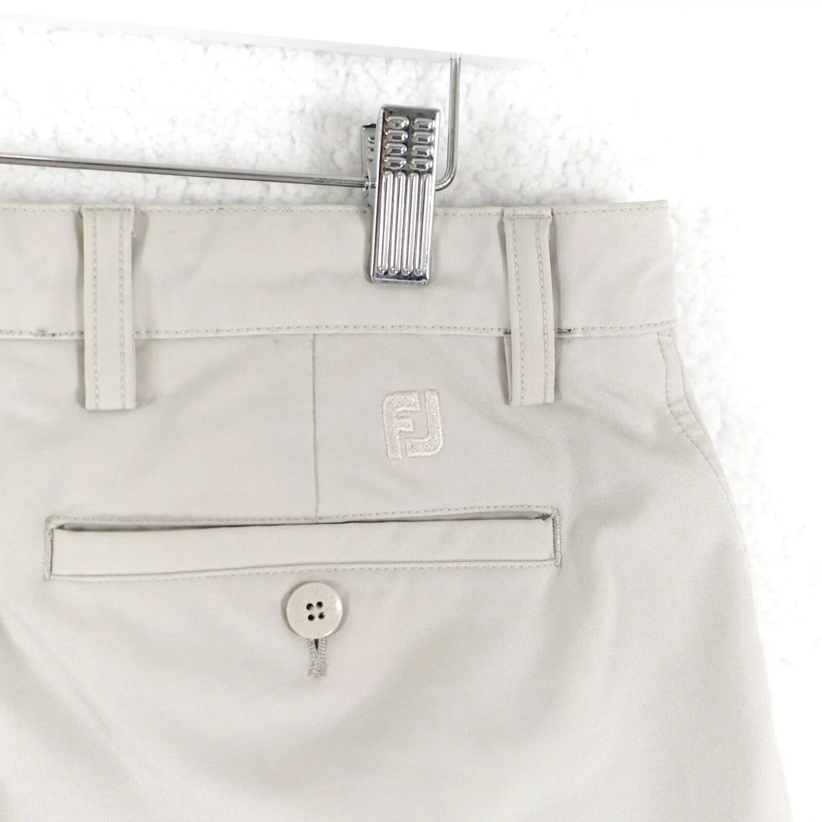 Footjoy Casual Pants Footjoy Gray Cream GOlf Mid Rise Flat Front Polyester Spande