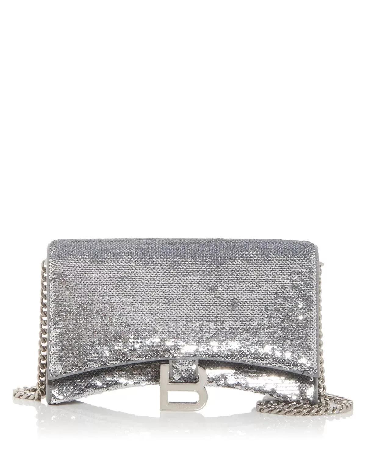Balenciaga Wallets Balenciaga o1mt1gz0724 Size: OS / Hourglass Wallet Chain in Silver